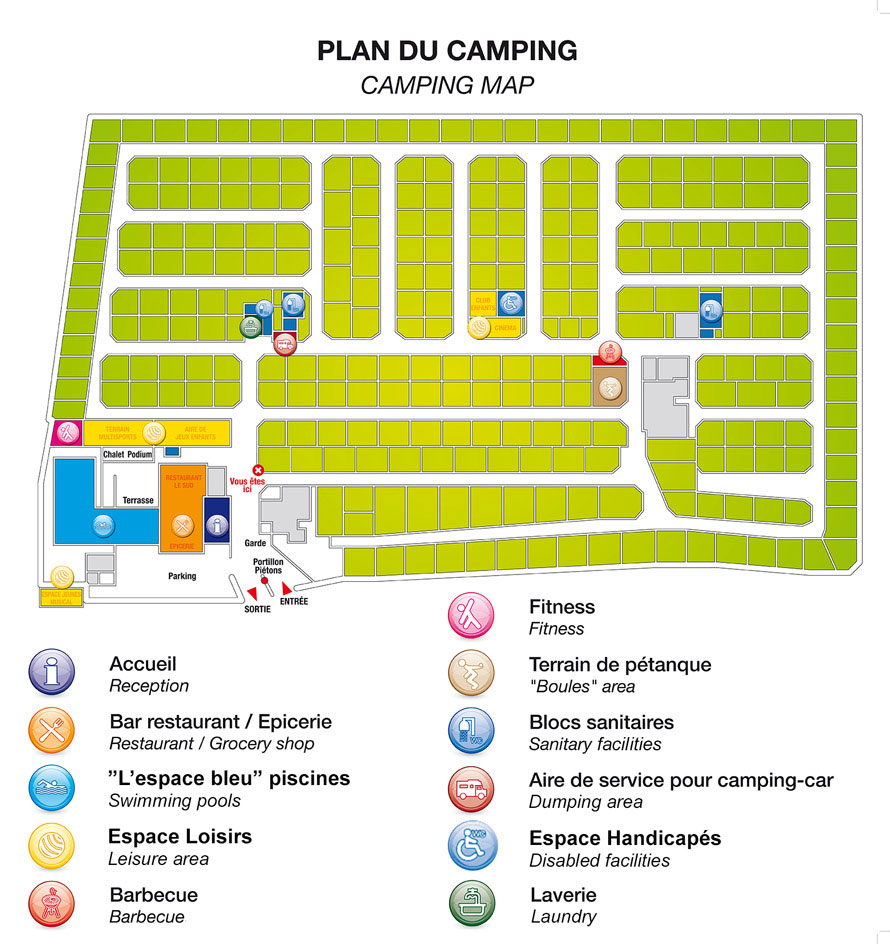 Campsite map Abri de Camargue