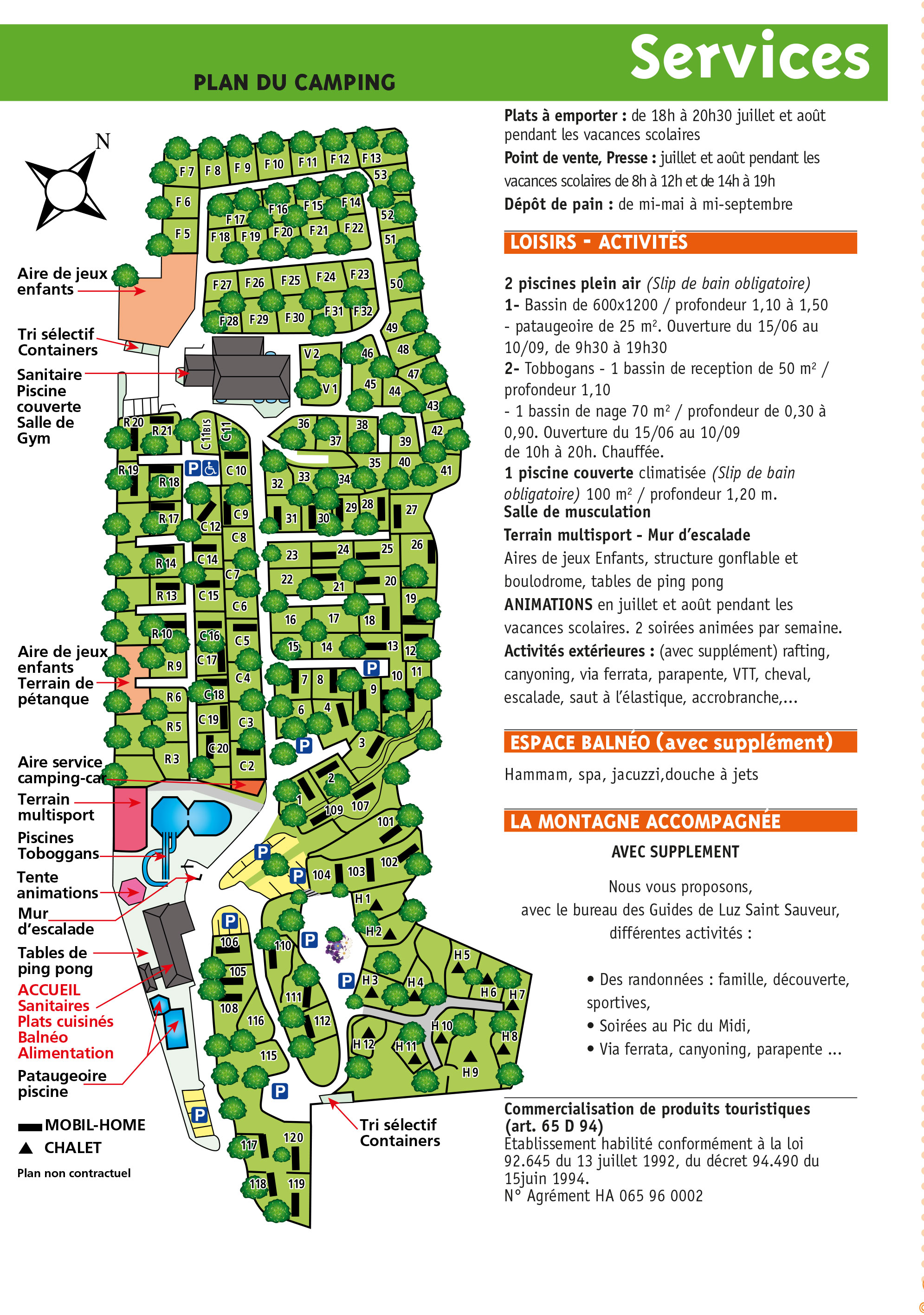 Campsite map Airotel Pyrénées