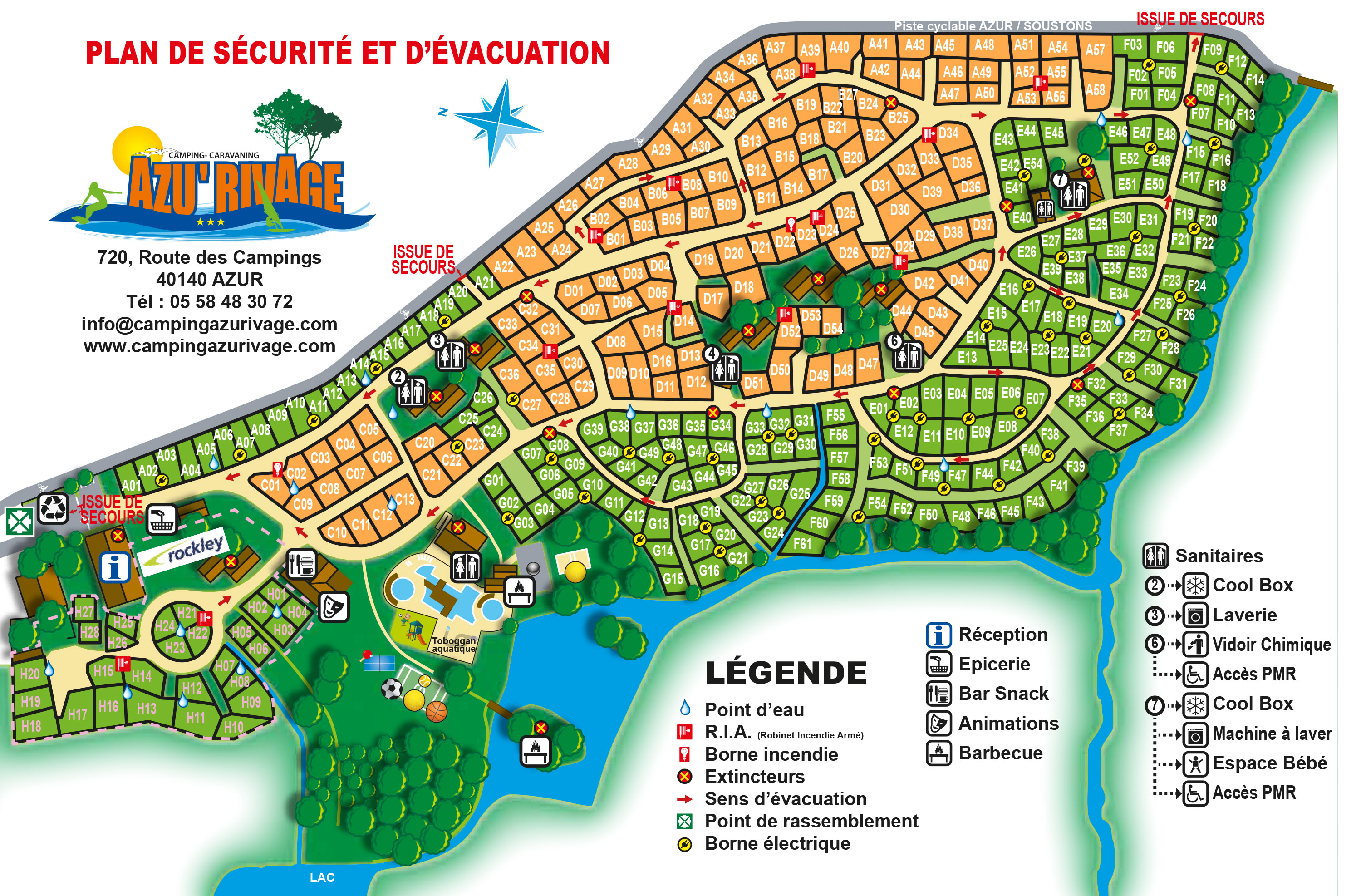 Campsite map Azu'Rivage
