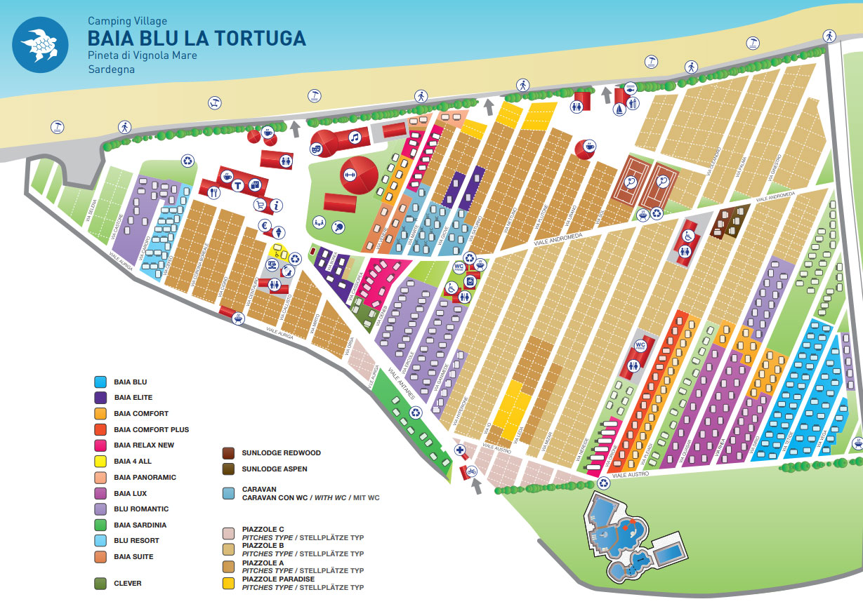 Campsite map Baia Blu la Tortuga