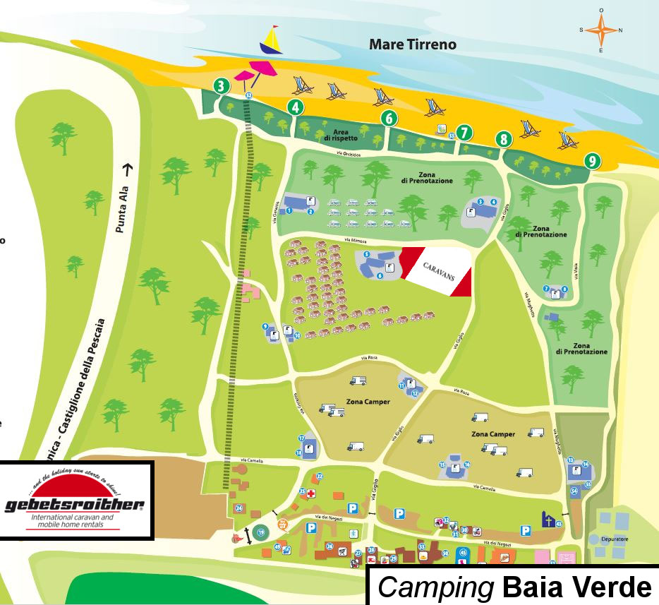 Campsite map Baia Verde (Toscana)