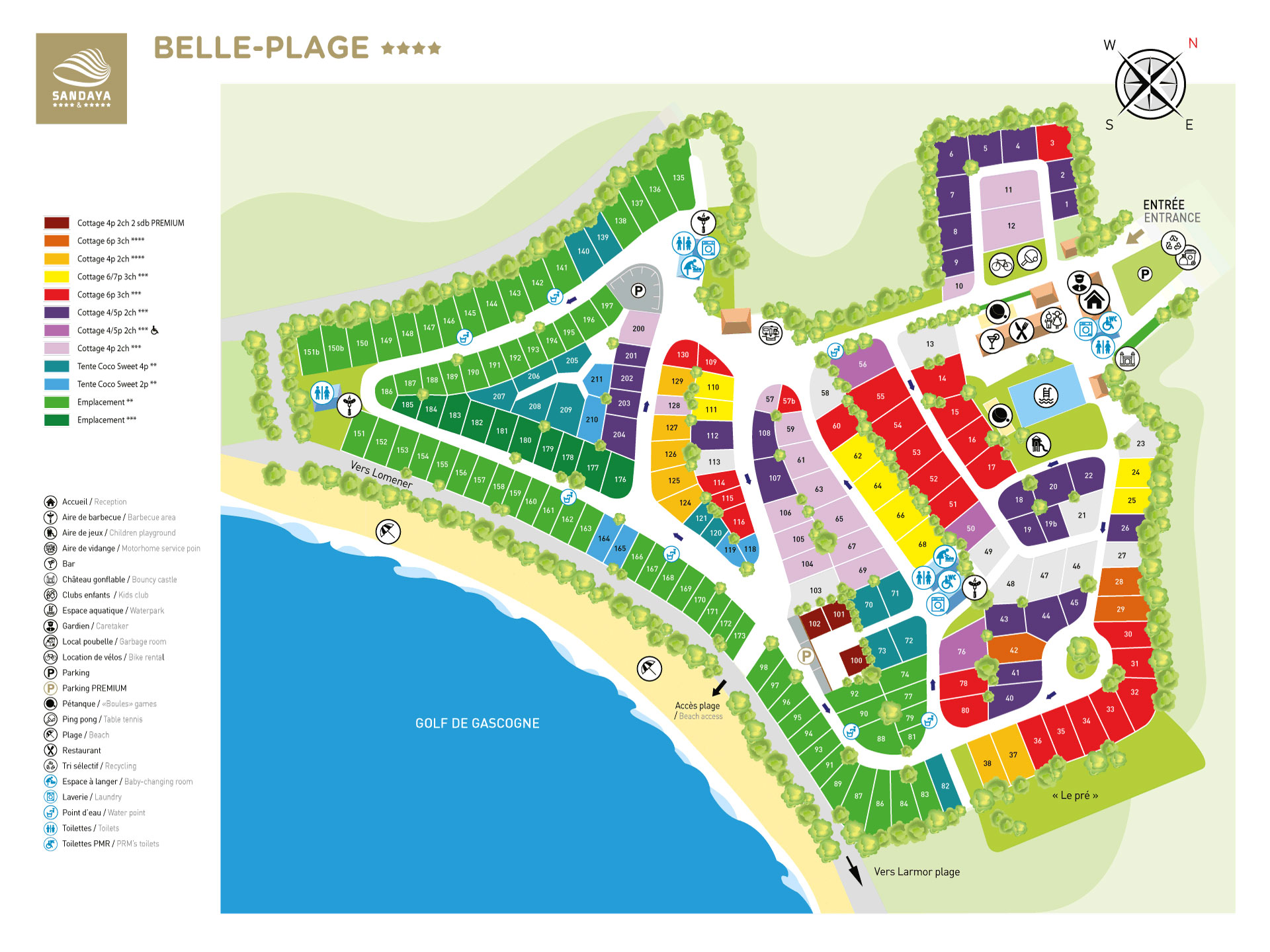 Campsite map Belle Plage