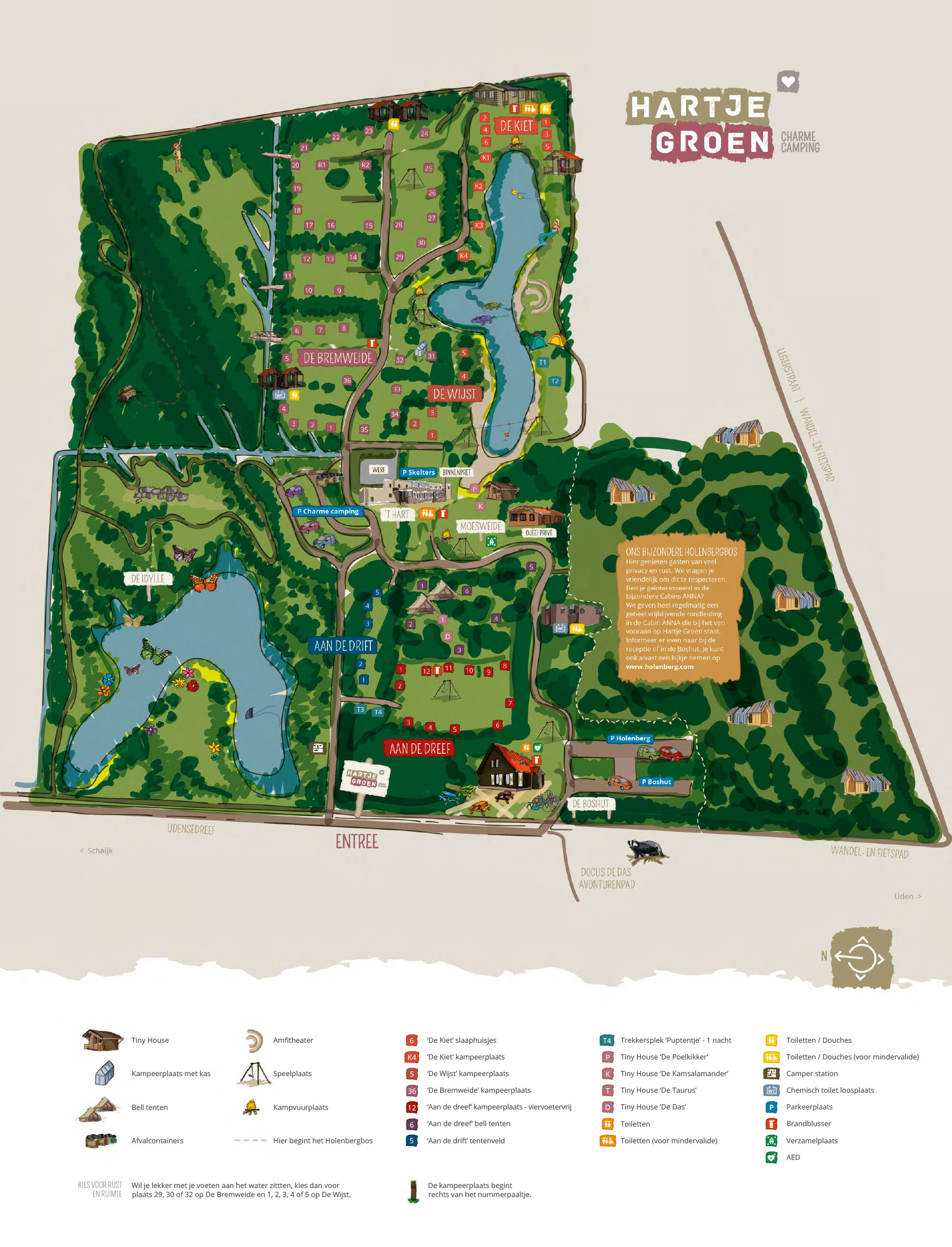 Campsite map Charme Camping Hartje Groen