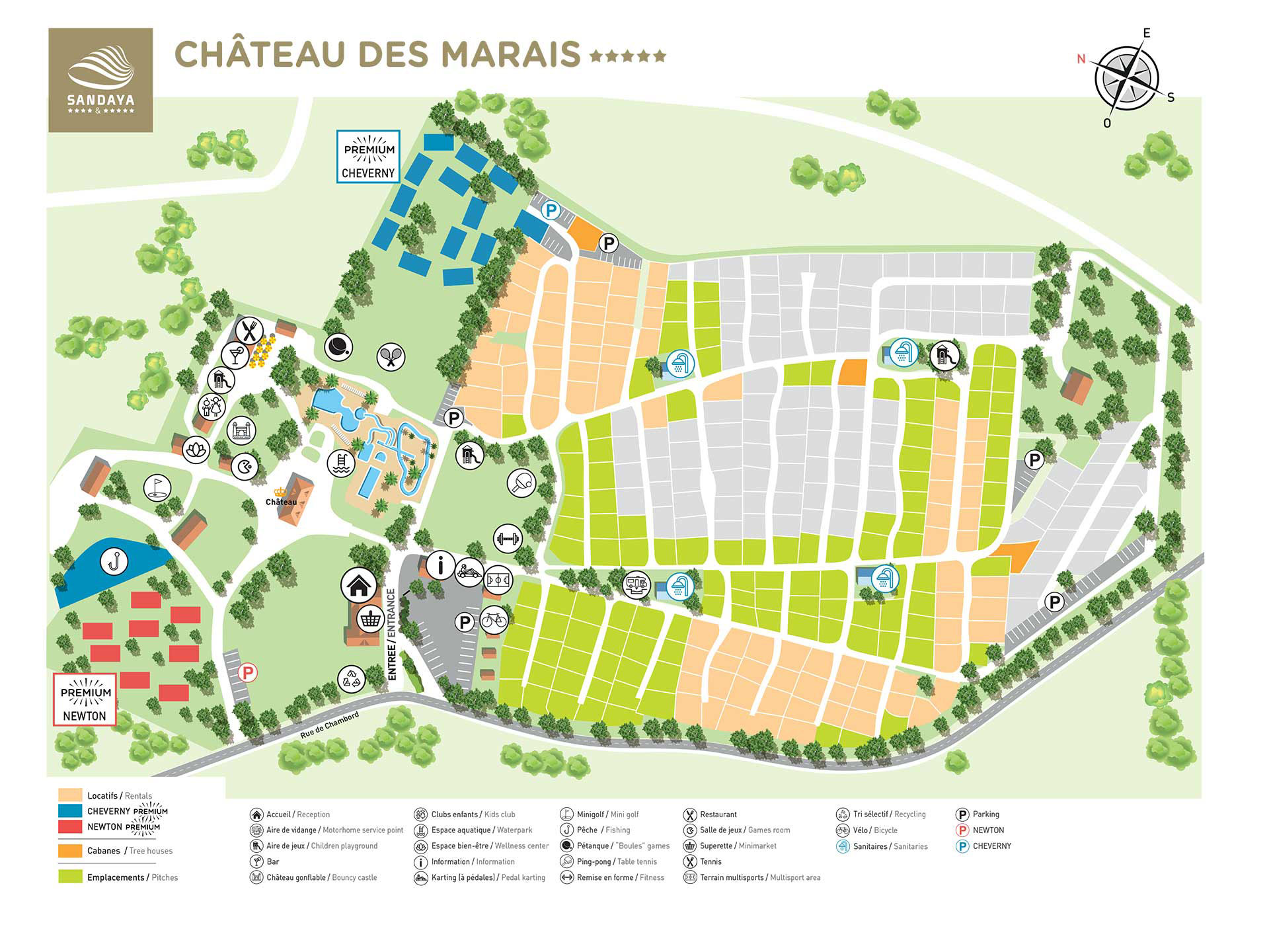 Campsite map Château des Marais