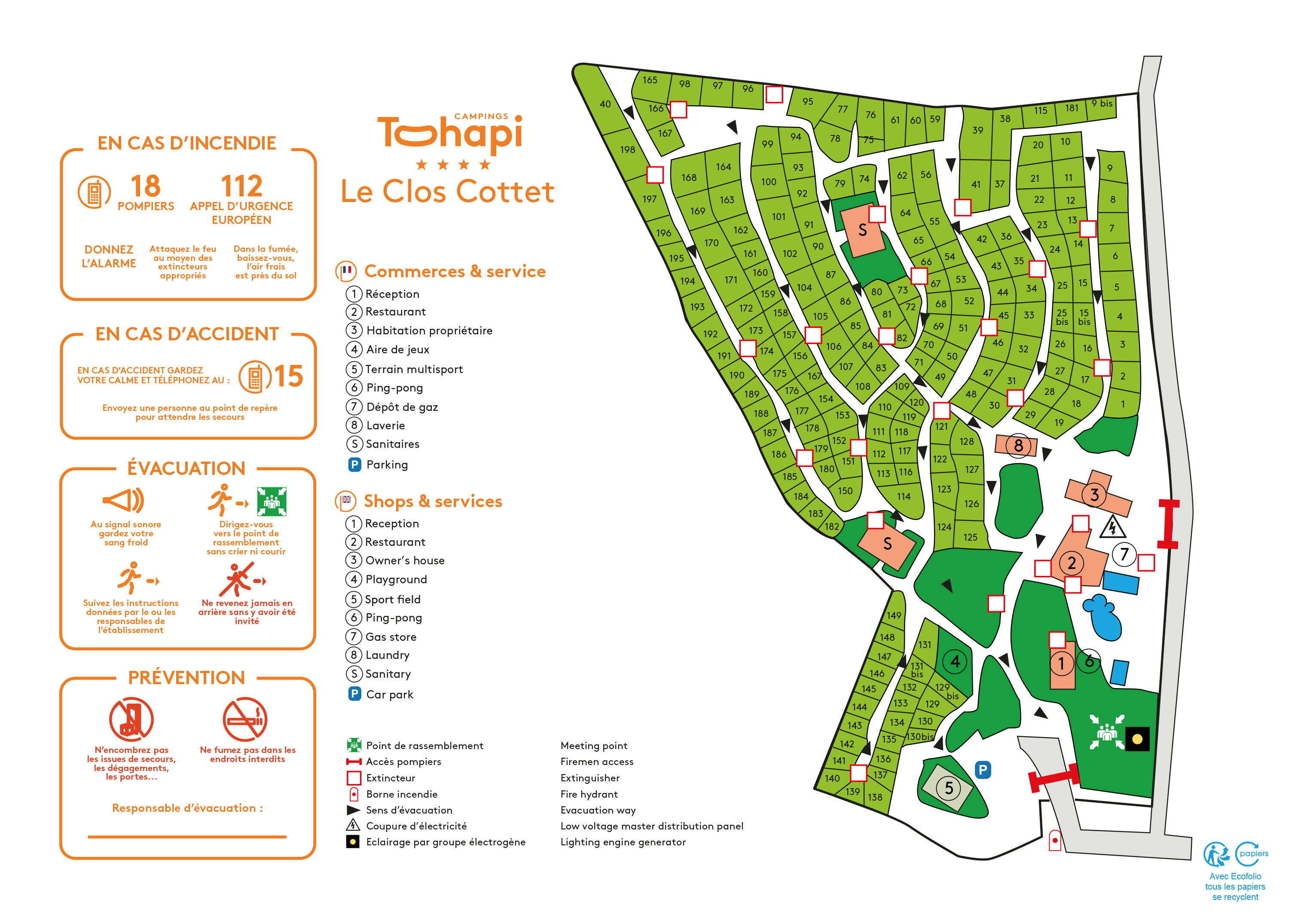 Campsite map Clos Cottet
