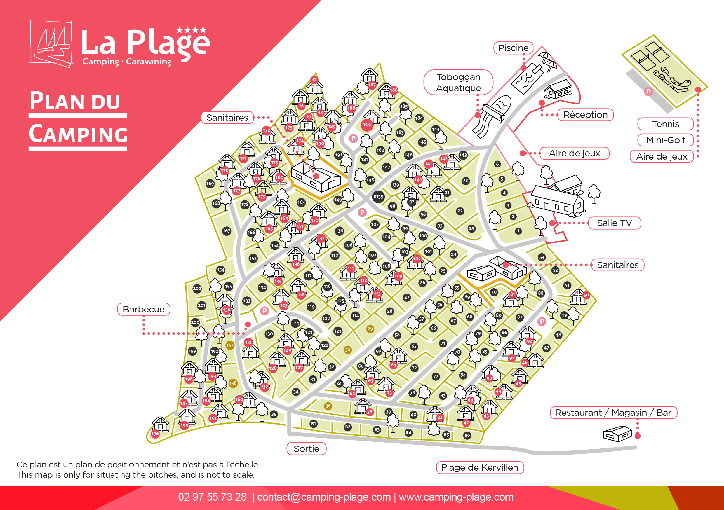 Campsite map De la Plage