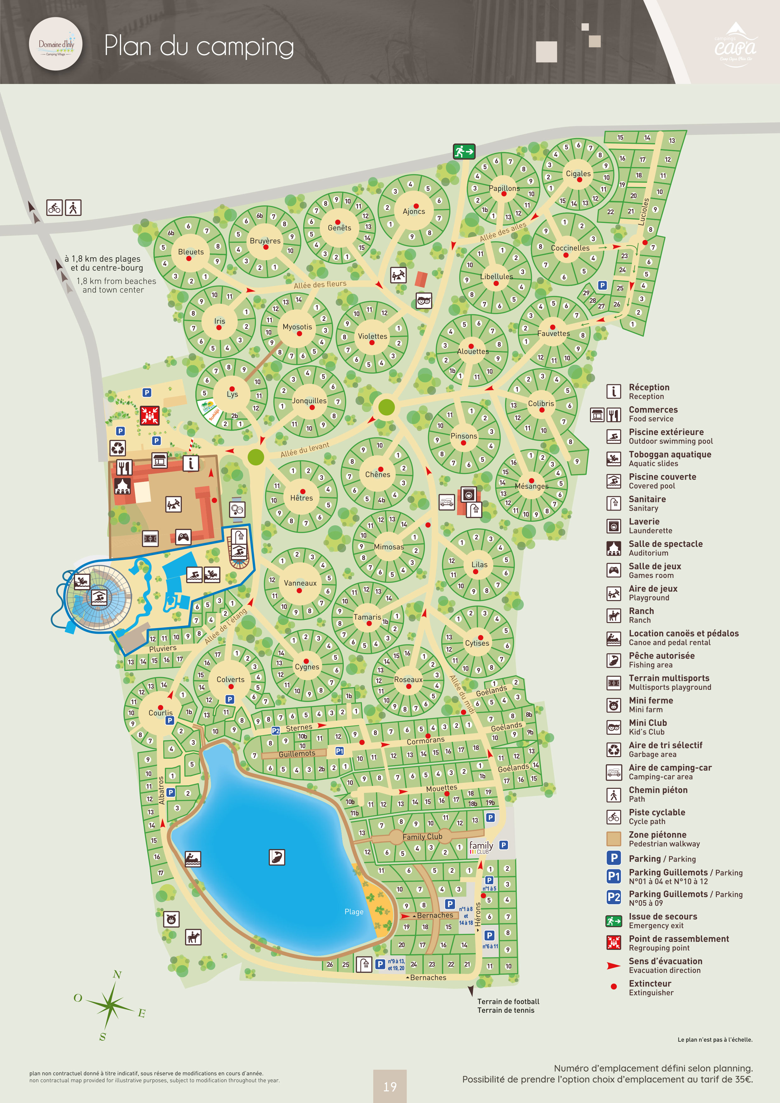 Campsite map Domaine d'Inly