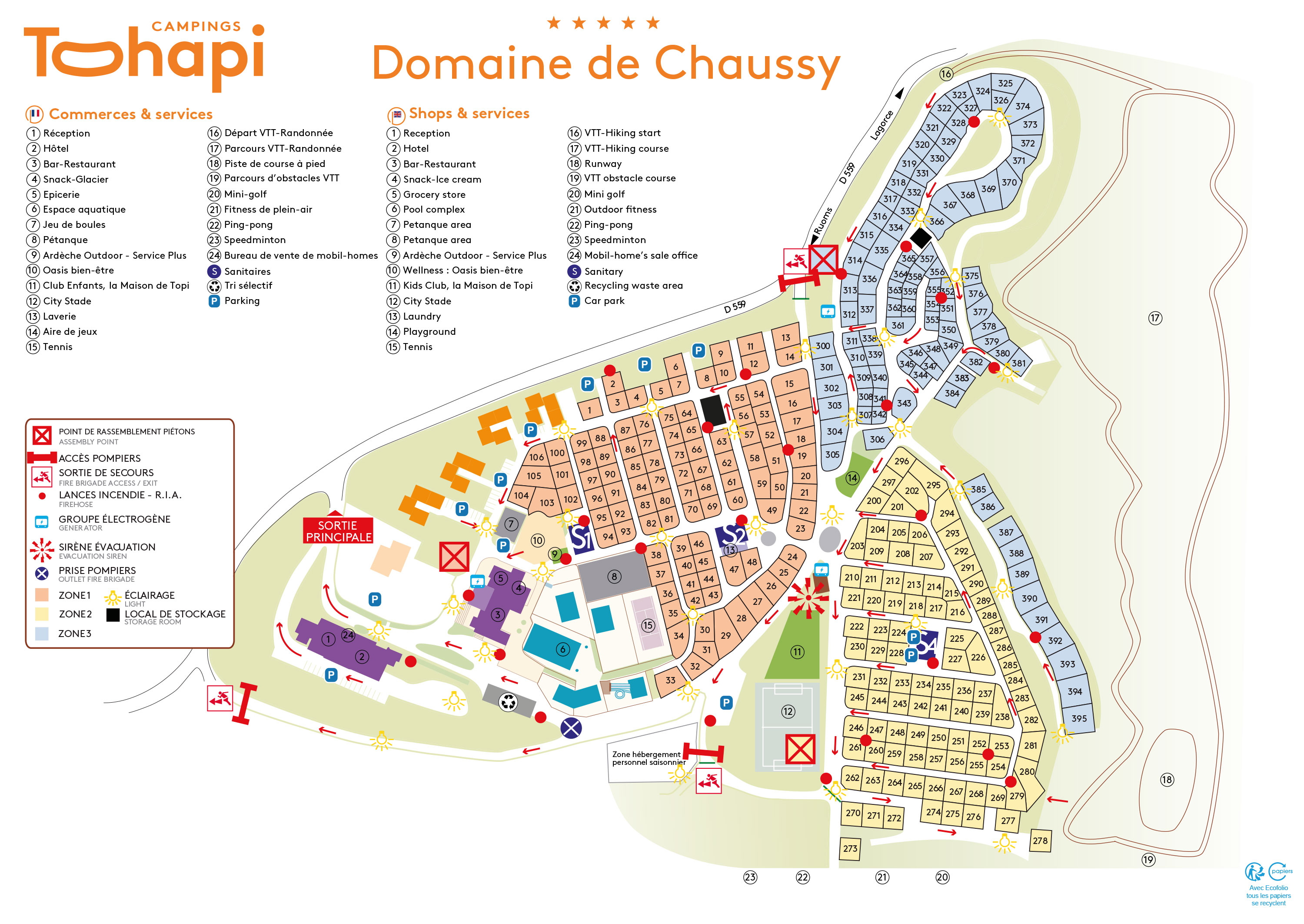 Campsite map Domaine de Chaussy