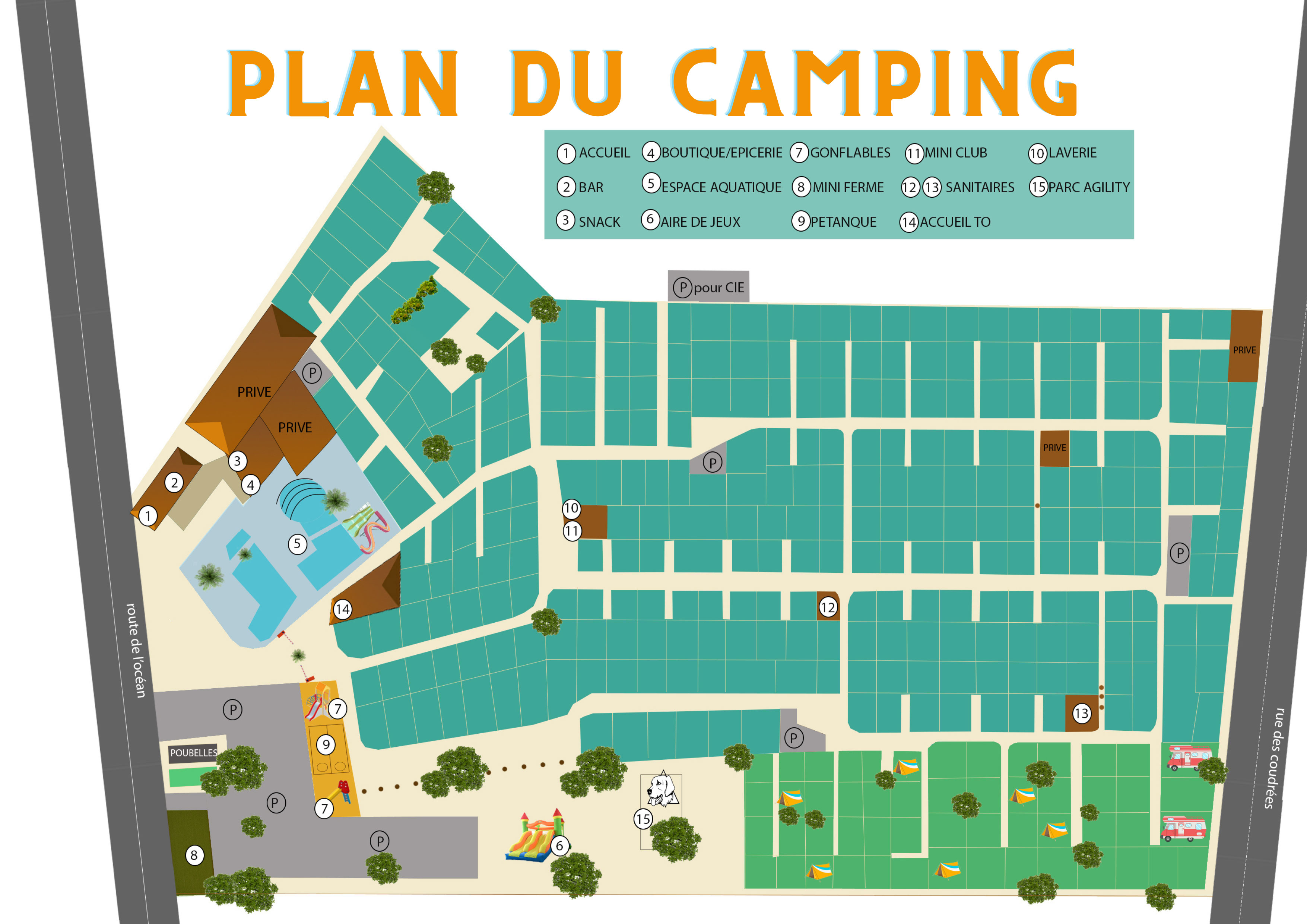 Campsite map Domaine des Charmilles