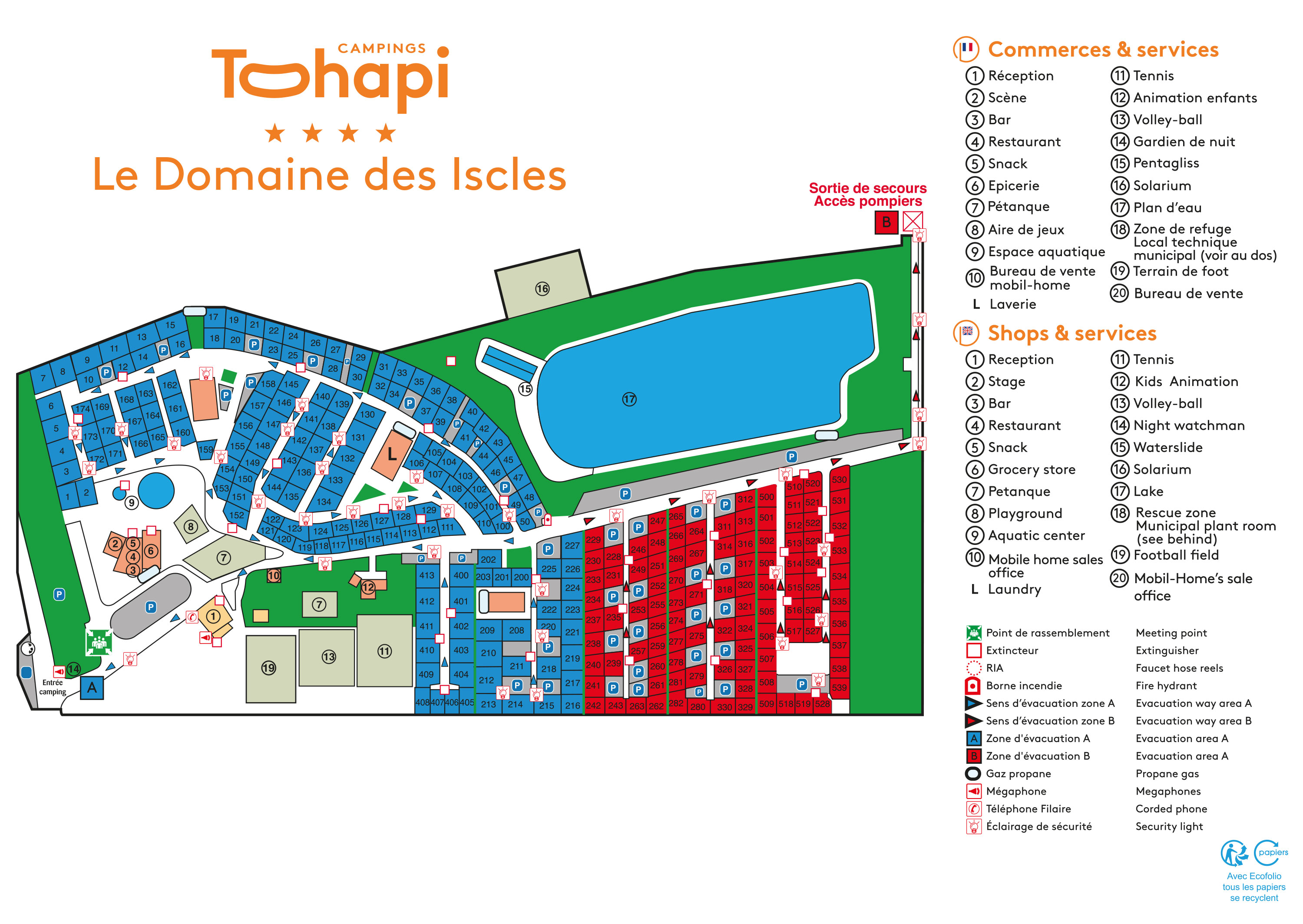 Campsite map Domaine des Iscles