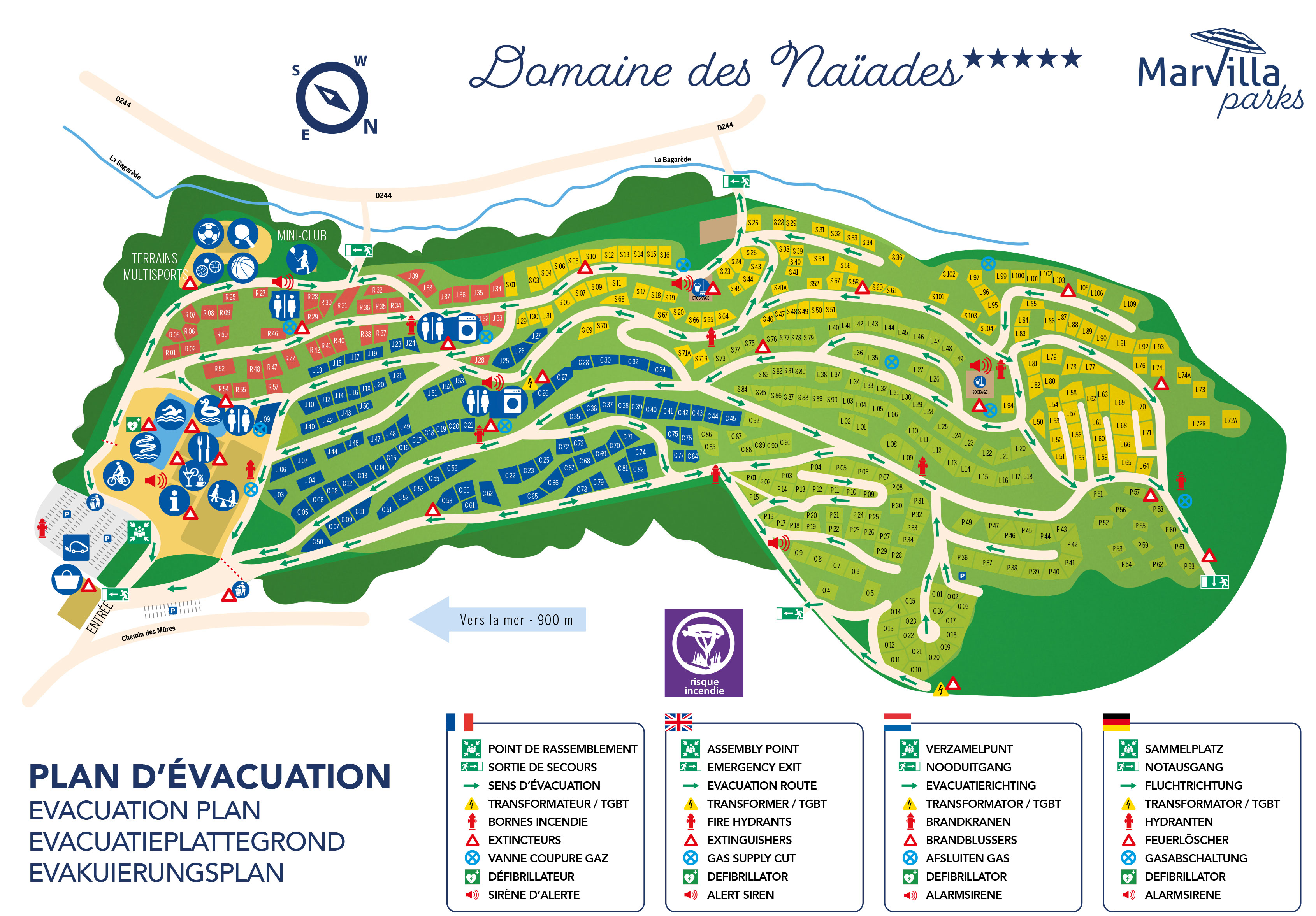 Campsite map Domaine des Naïades