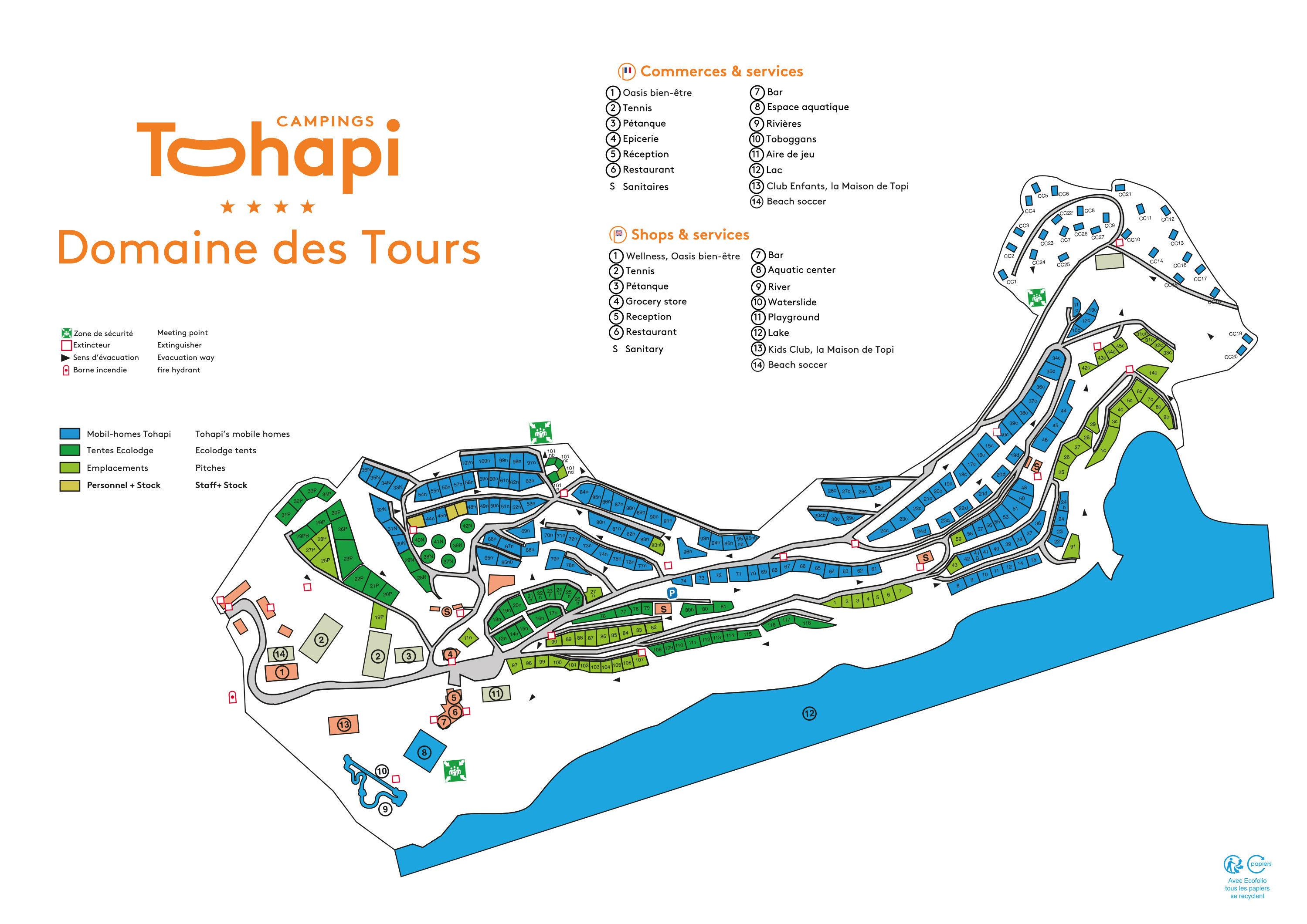 Campsite map Domaine des Tours