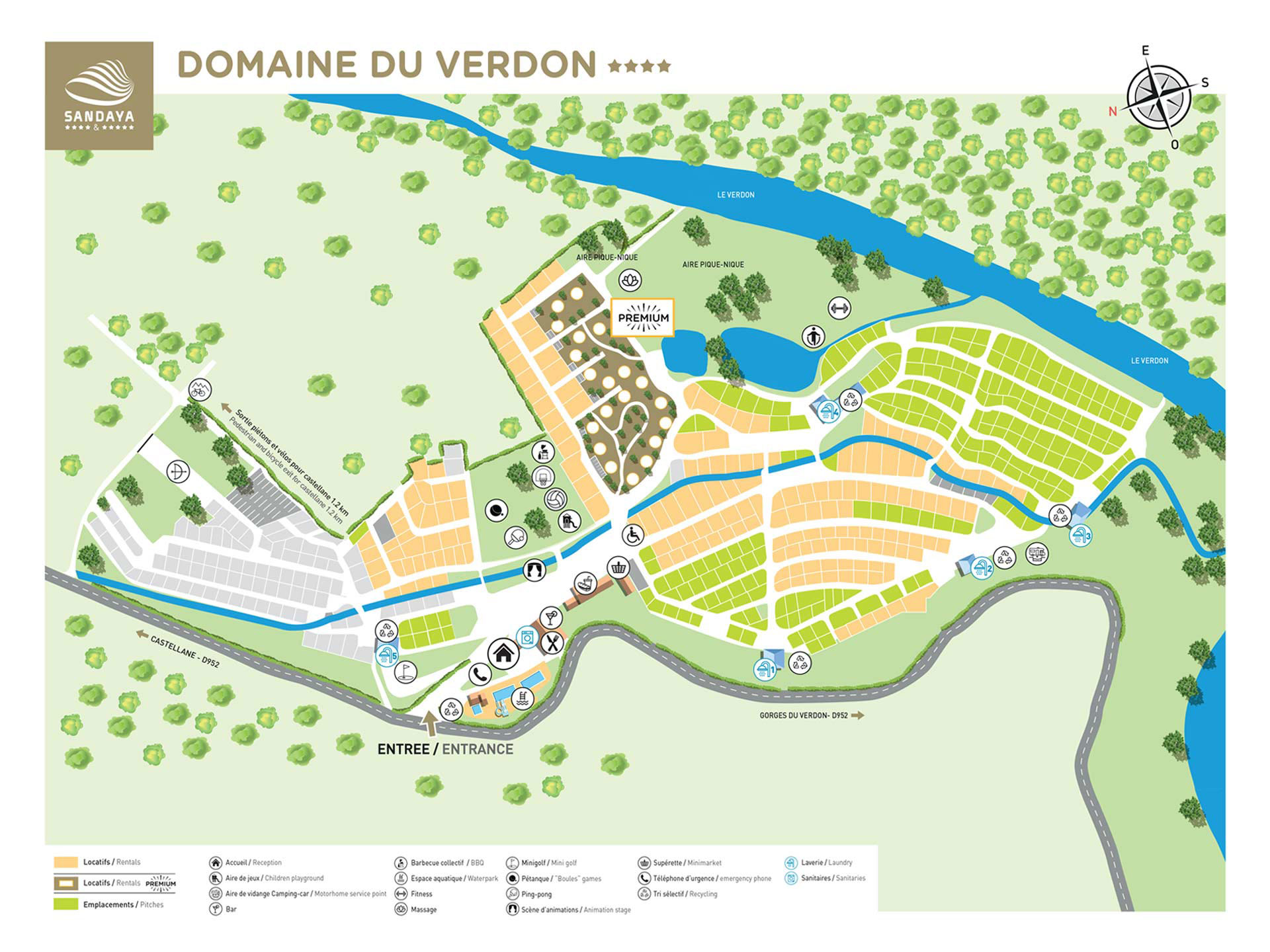 Campsite map Domaine du Verdon