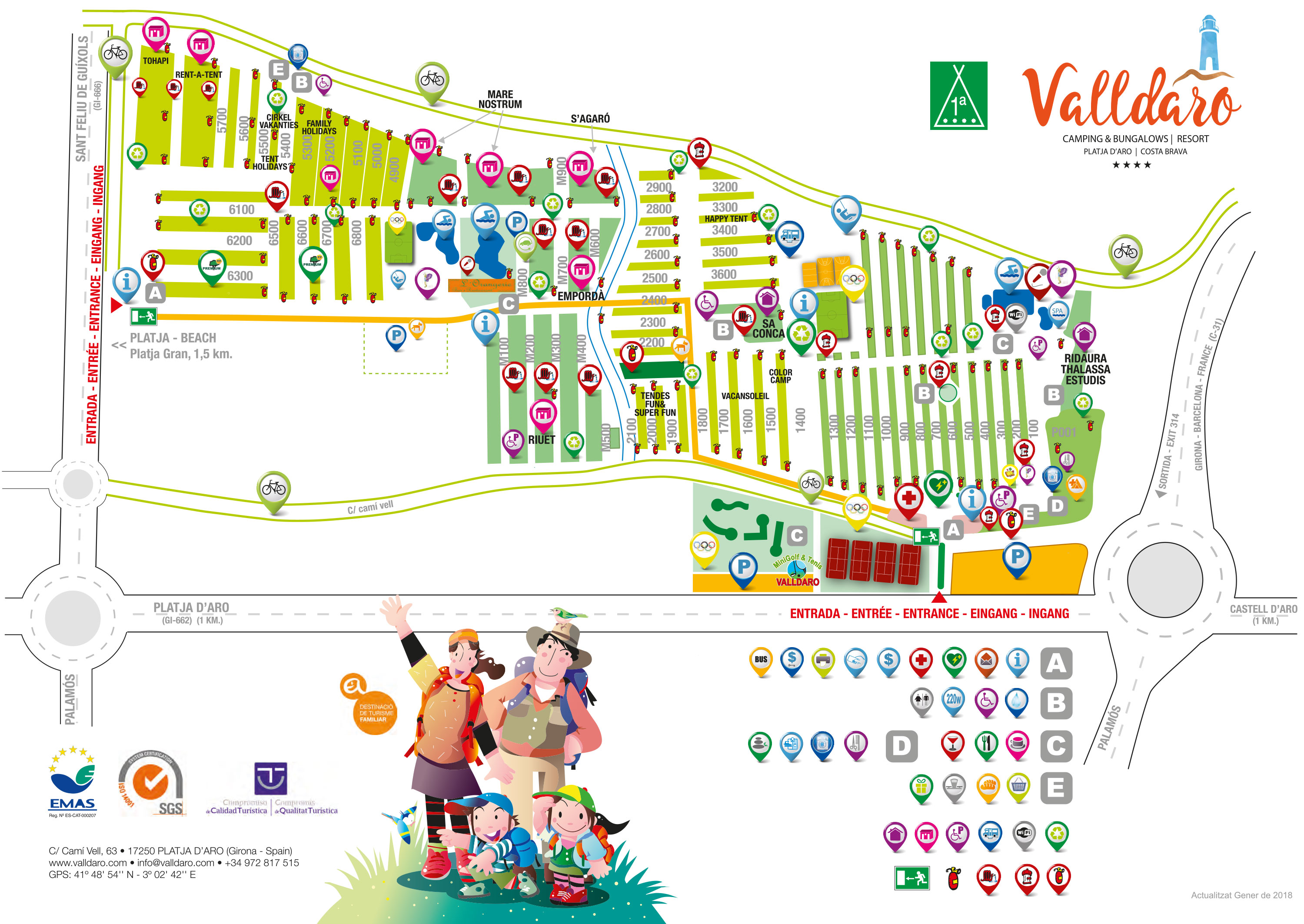 Campsite map El Delfin Verde Platja d'Aro