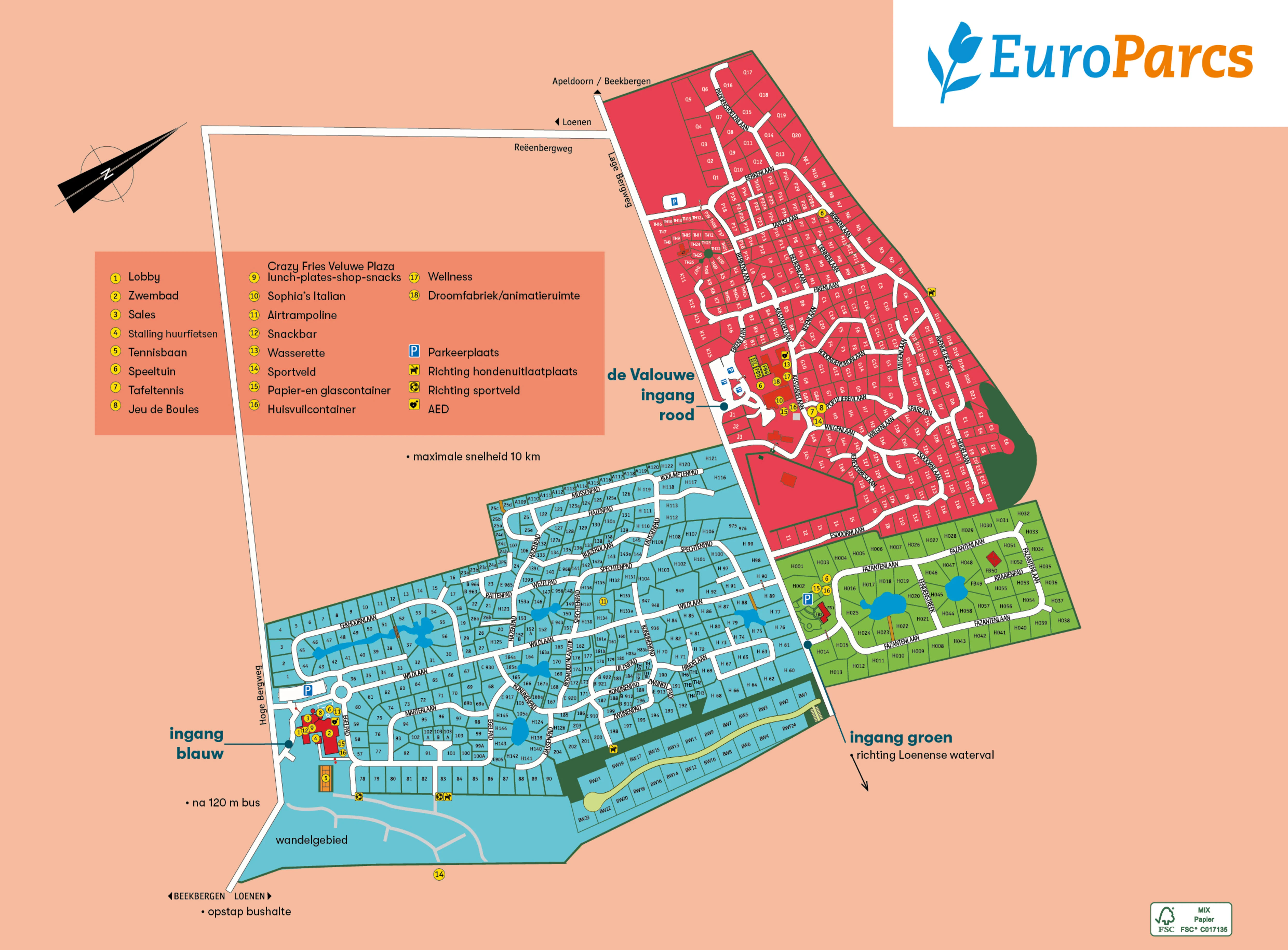 Campsite map EuroParcs Beekbergen