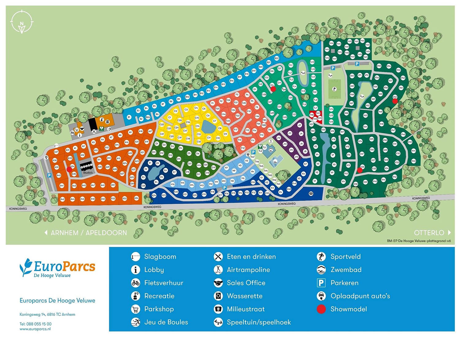 Campsite map EuroParcs Hooge Veluwe