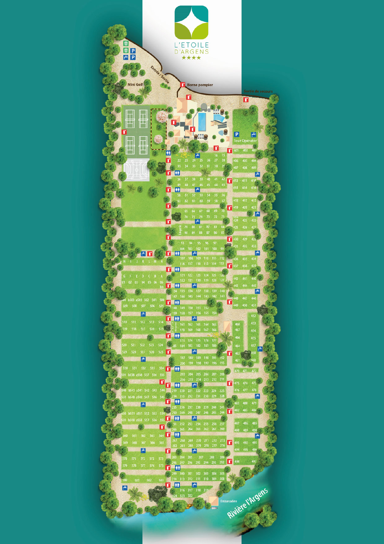 Campsite map l'Etoile d'Argens