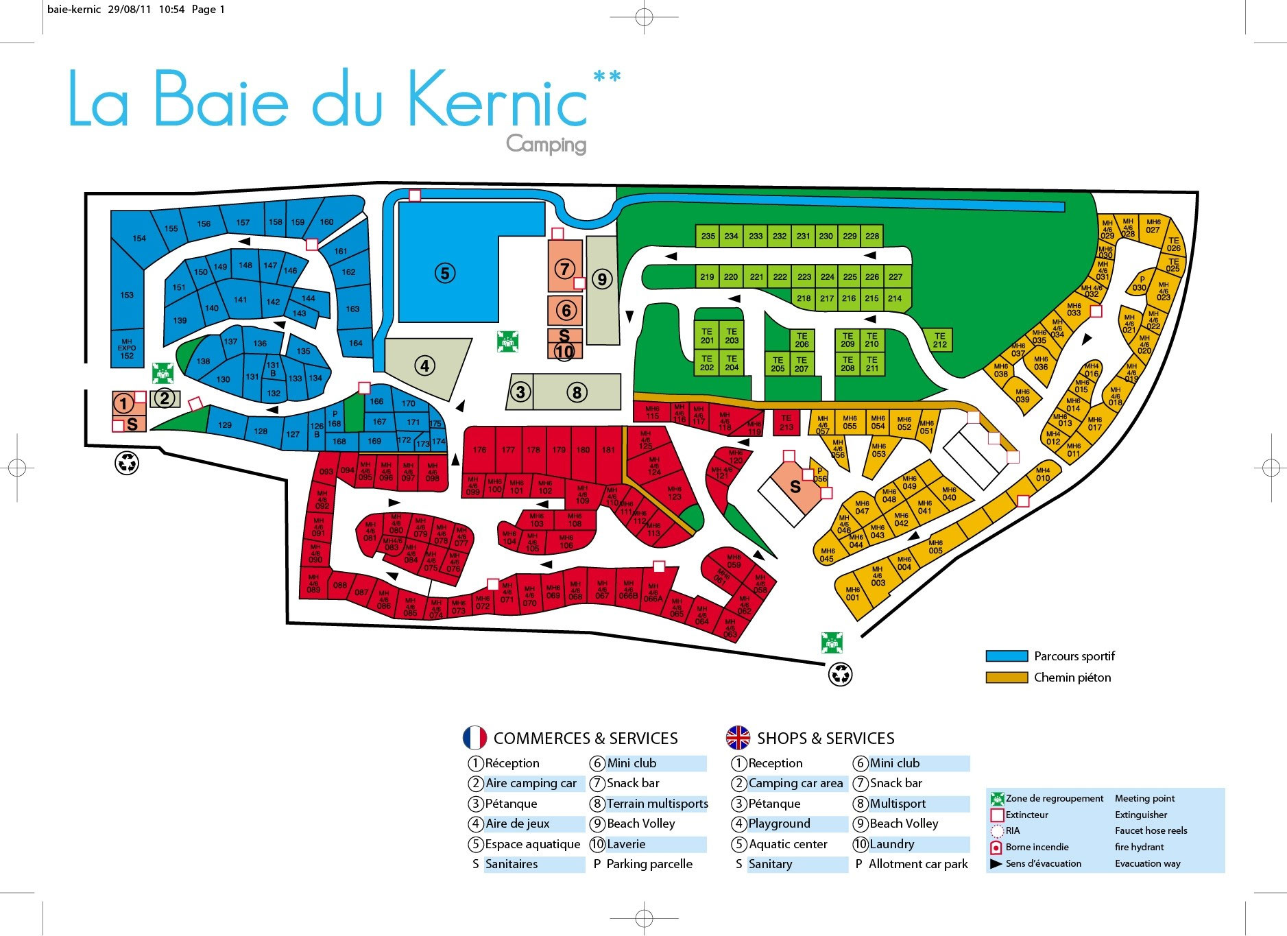 Campsite map La Baie de Kernic