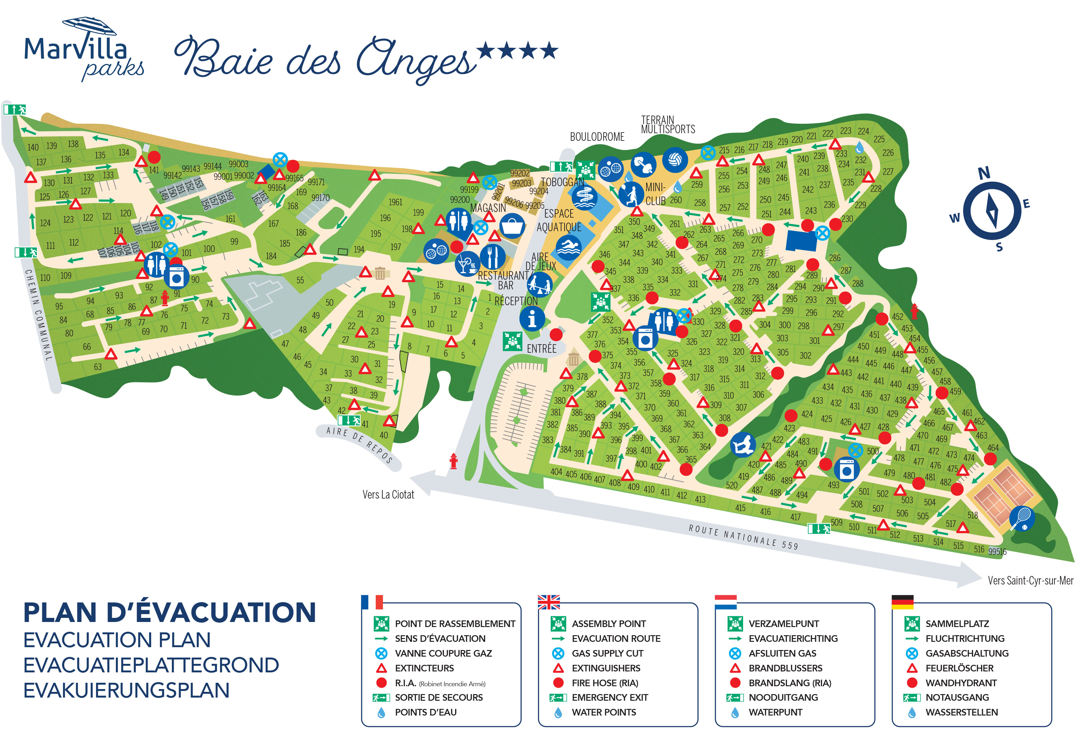 Campsite map La Baie des Anges