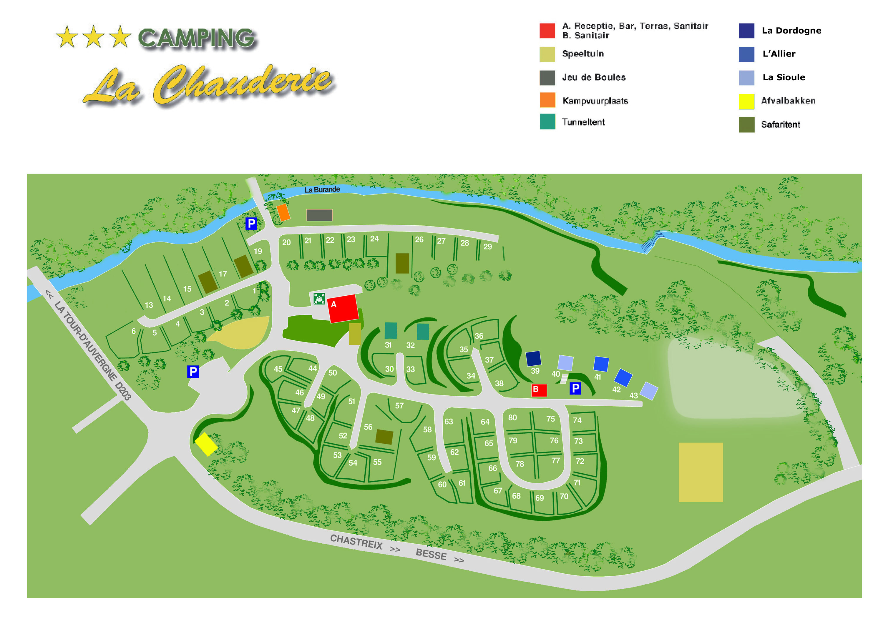 Campsite map La Chauderie