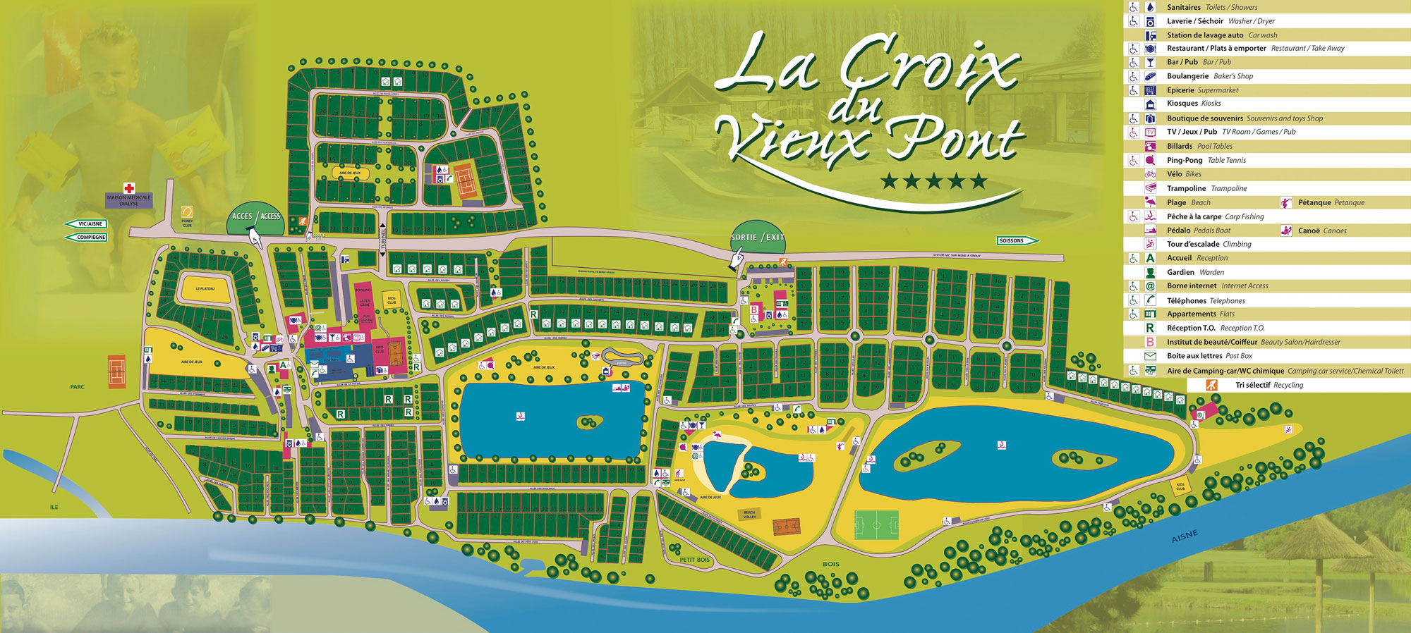 Campsite map La Croix du Vieux Pont