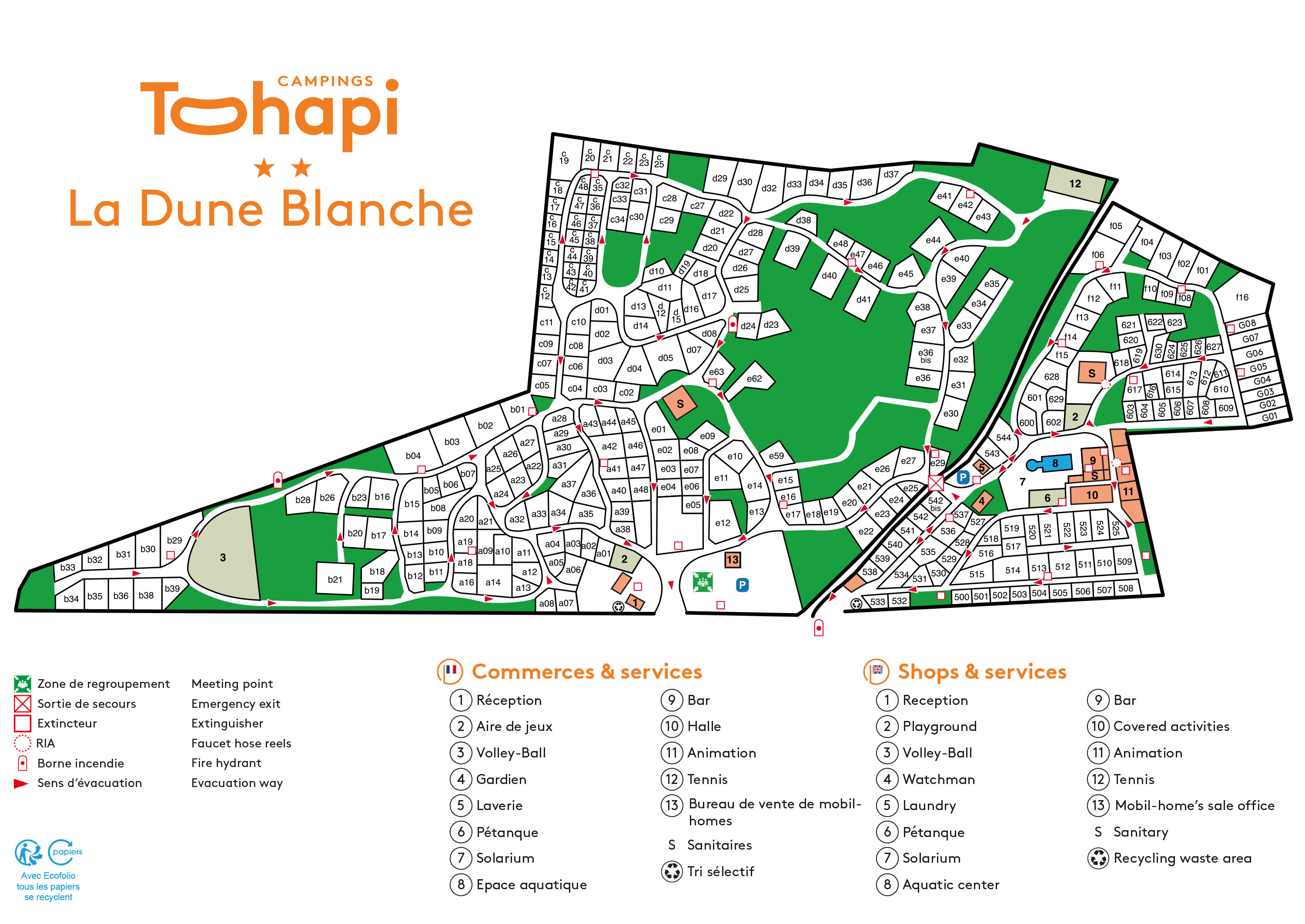Campsite map La Dune Blanche