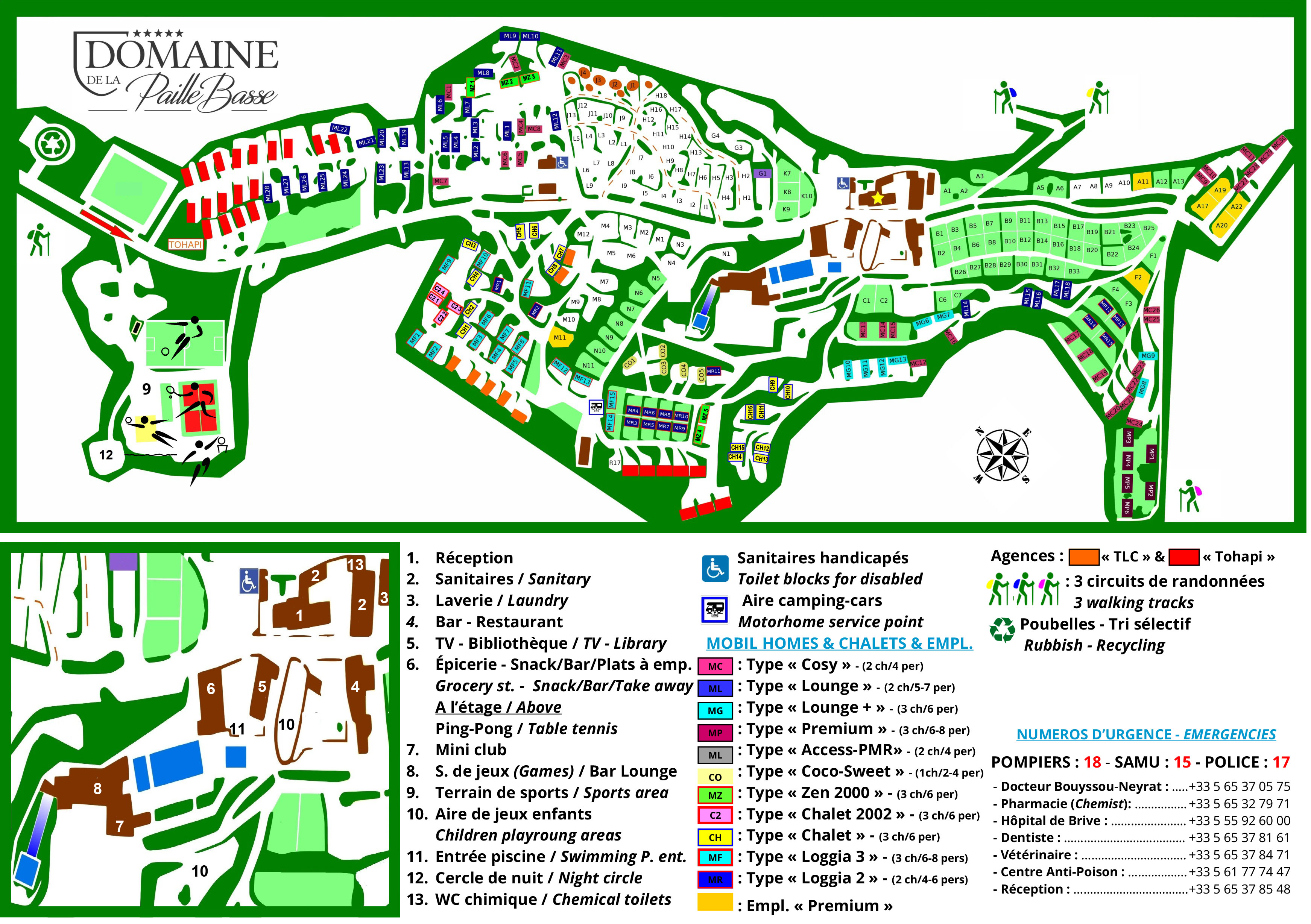 Campsite map La Paille Basse