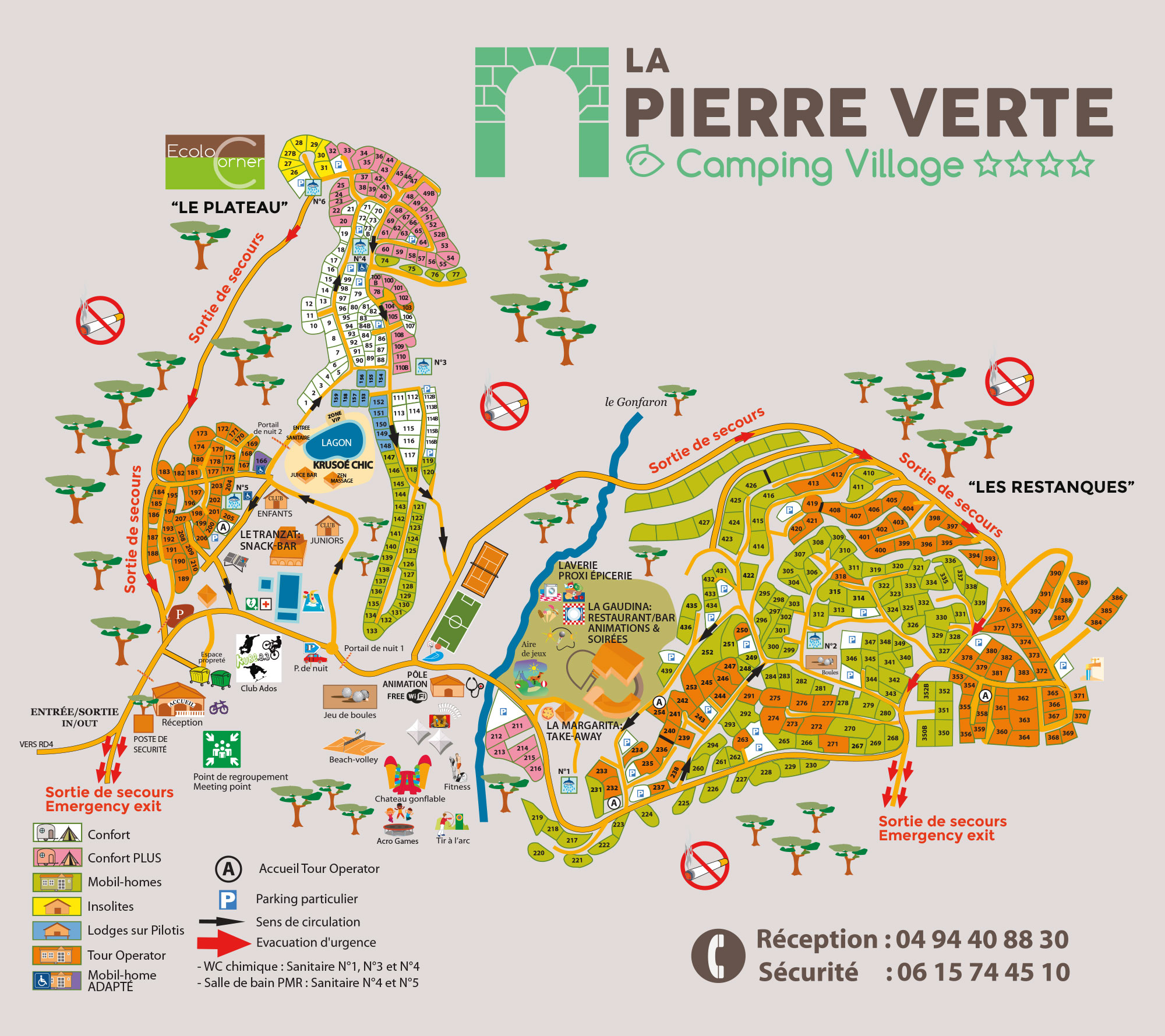 Campsite map La Pierre Verte