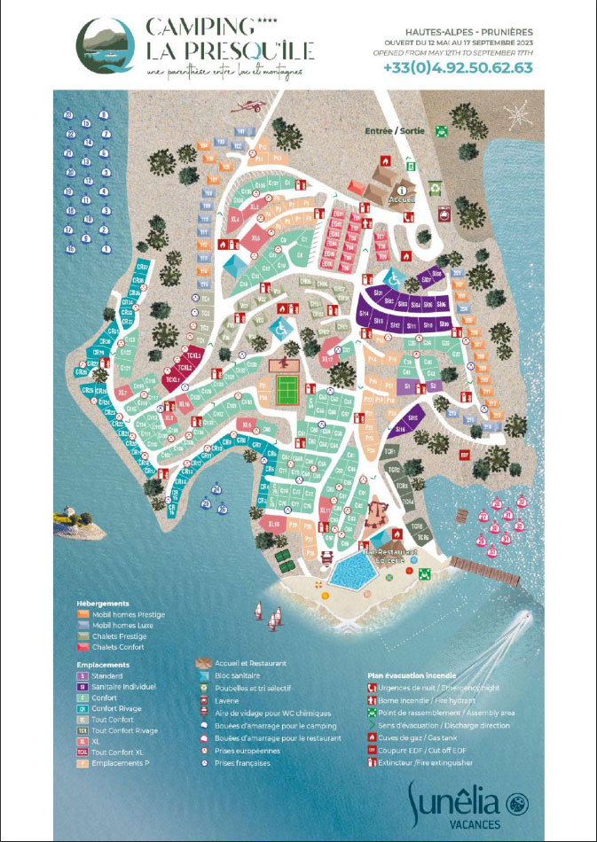 Campsite map La Presqu’île