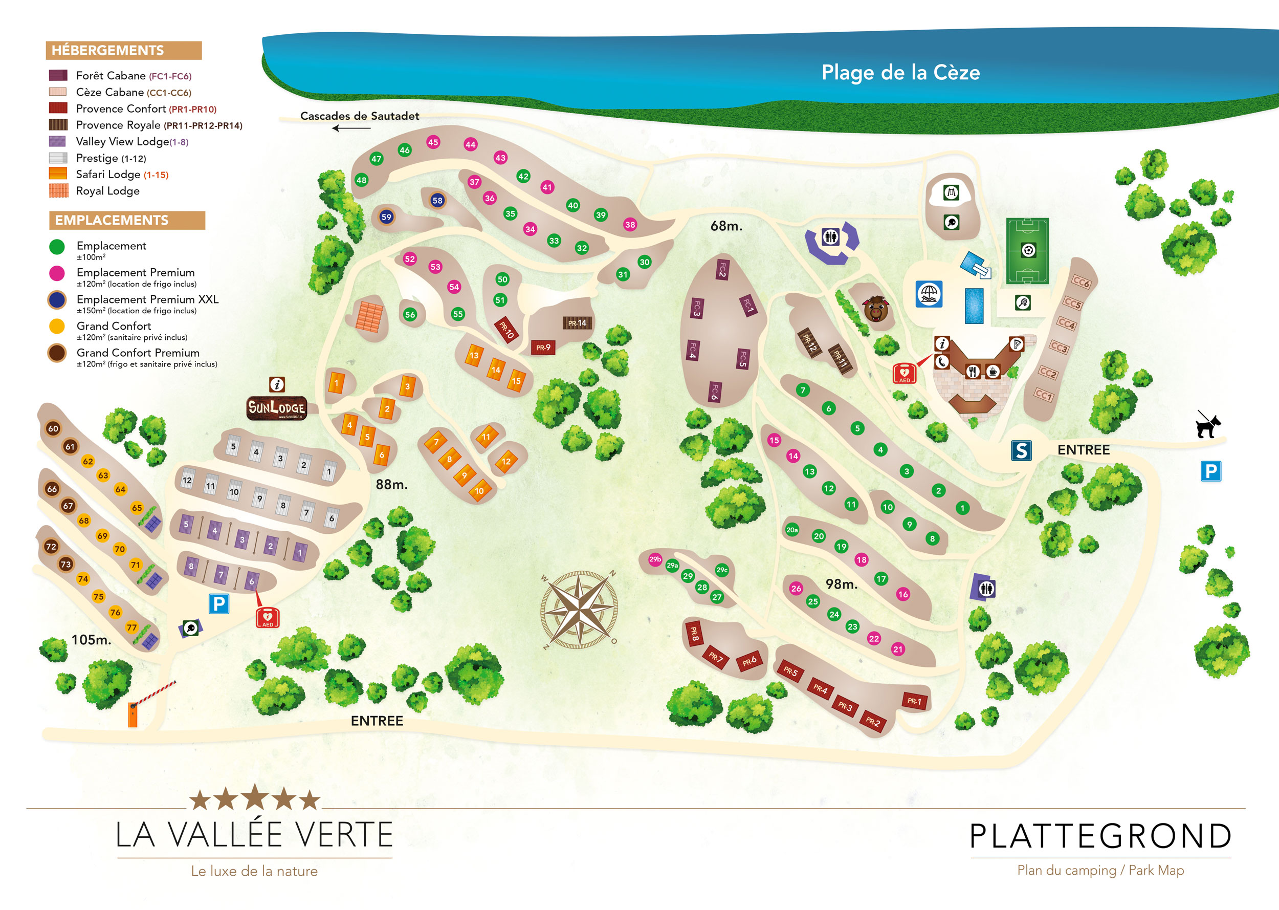 Campsite map La Vallée Verte