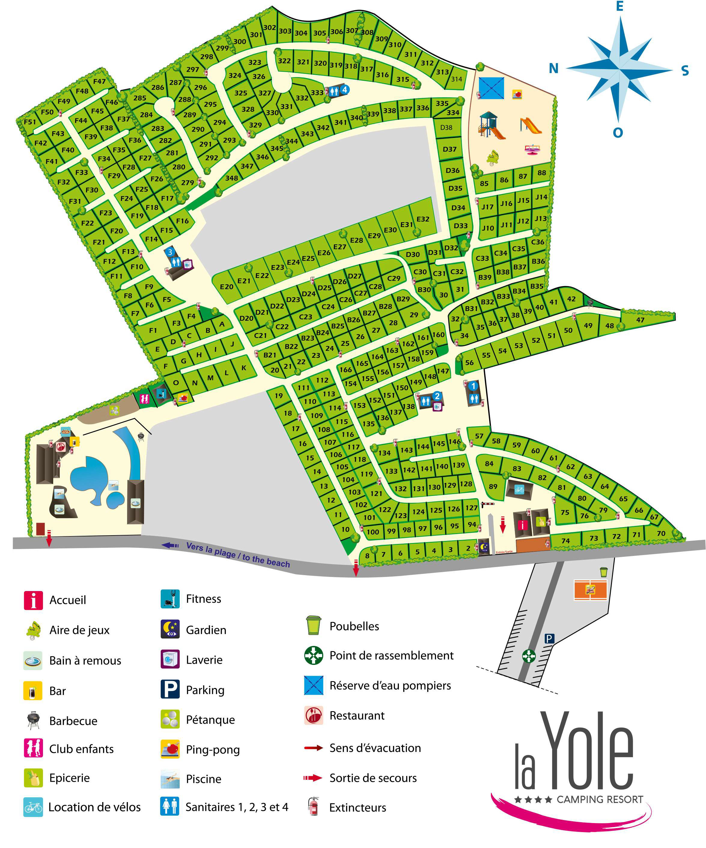 Campsite map La Yole