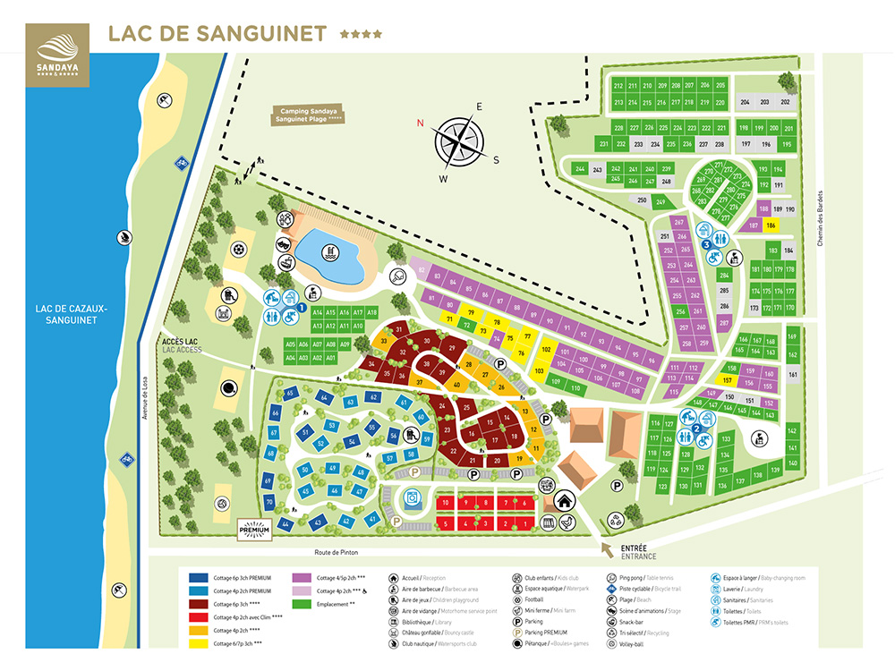 Campsite map Lac De Sanguinet