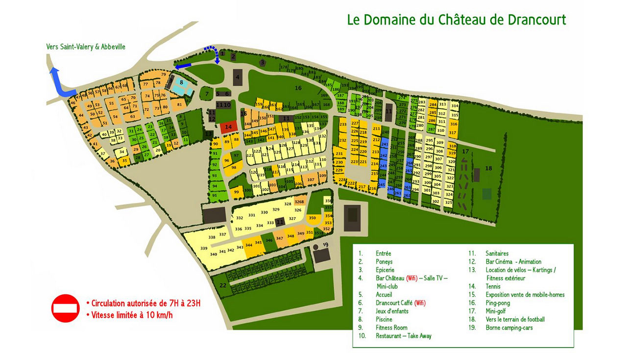Campsite map Le Domaine de Drancourt