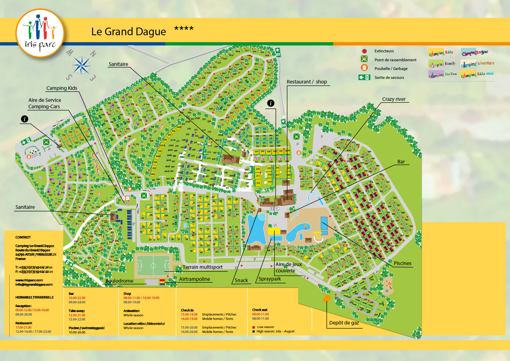 Campsite map Le Grand Dague