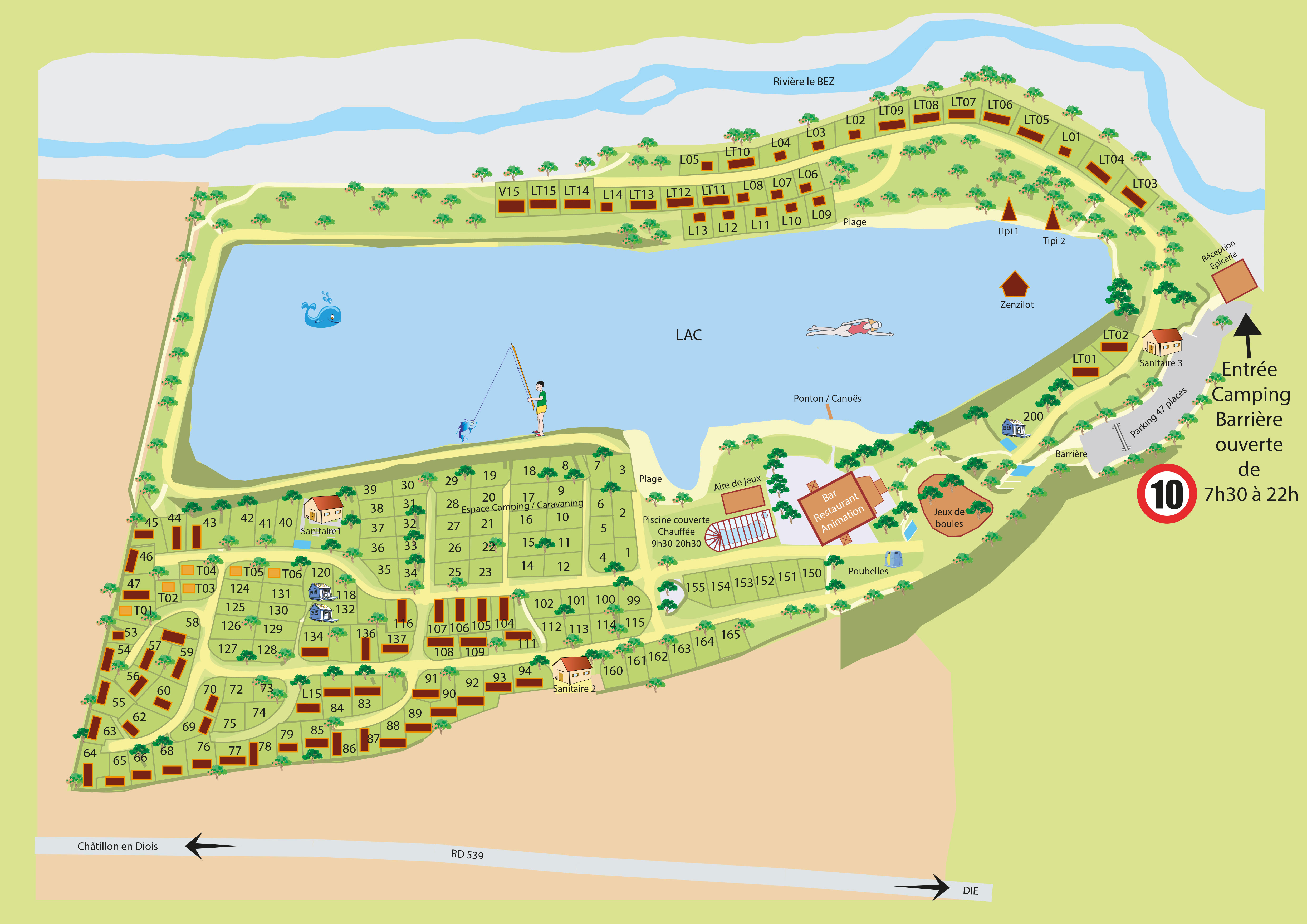 Campsite map Le Lac Bleu
