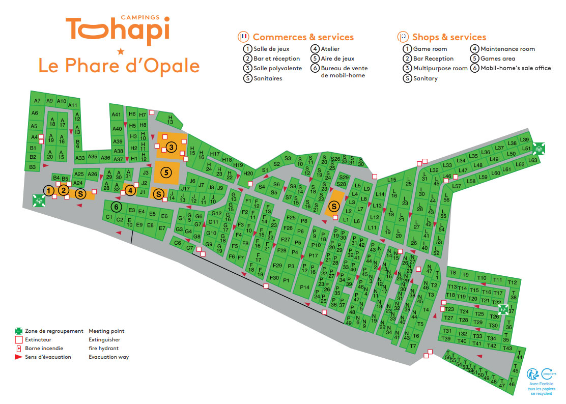 Campsite map Le Phare d'Opal