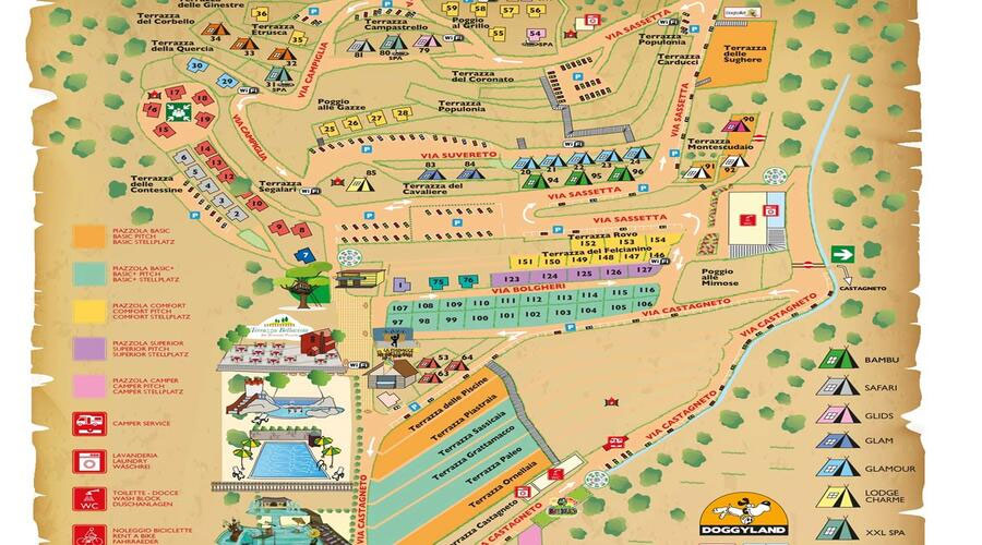 Campsite map Le Pianacce
