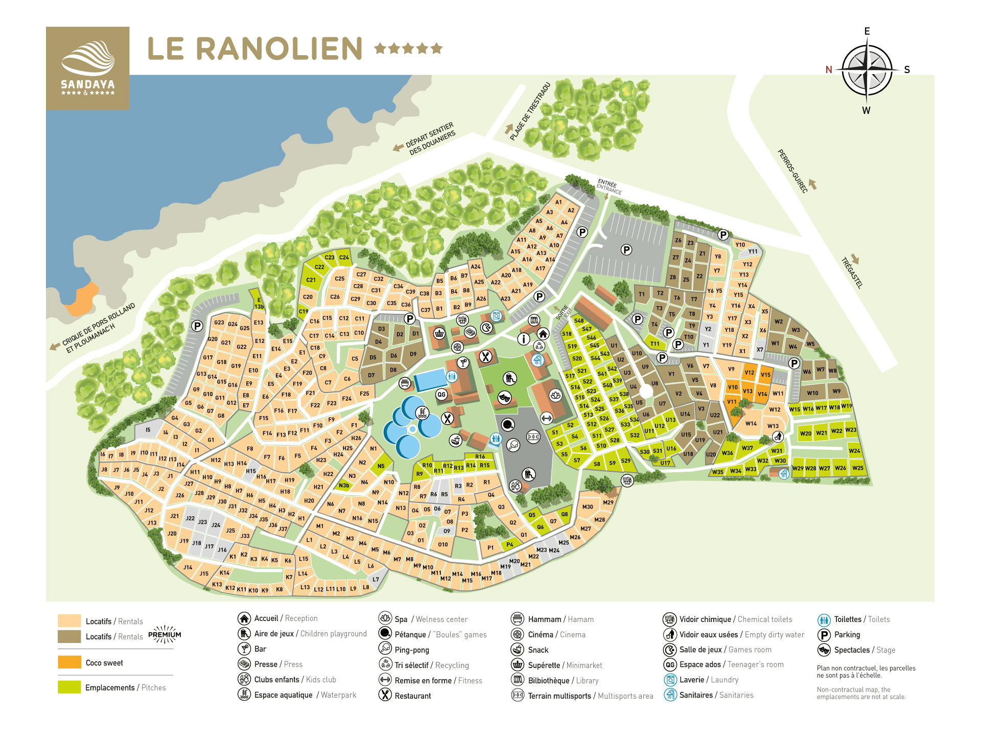 Campsite map Le Ranolien