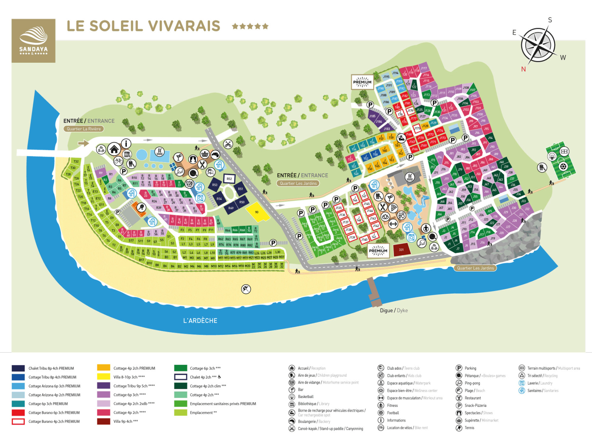Campsite map Le Soleil Vivarais