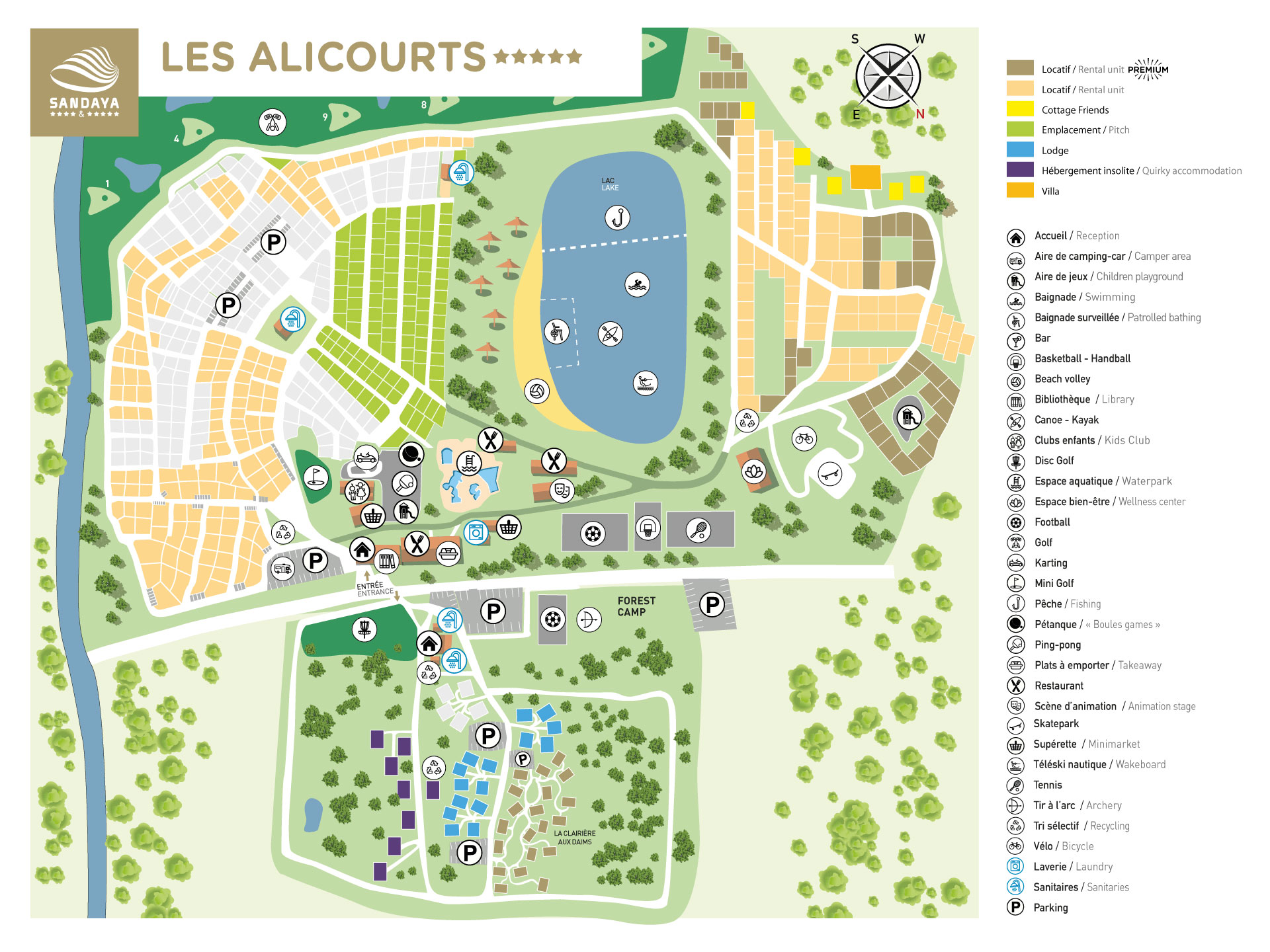 Campsite map Les Alicourts Resort