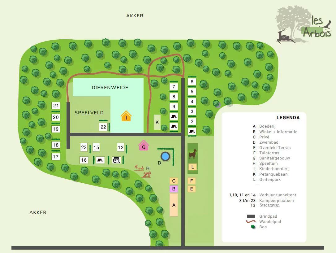 Campsite map Les Arbois