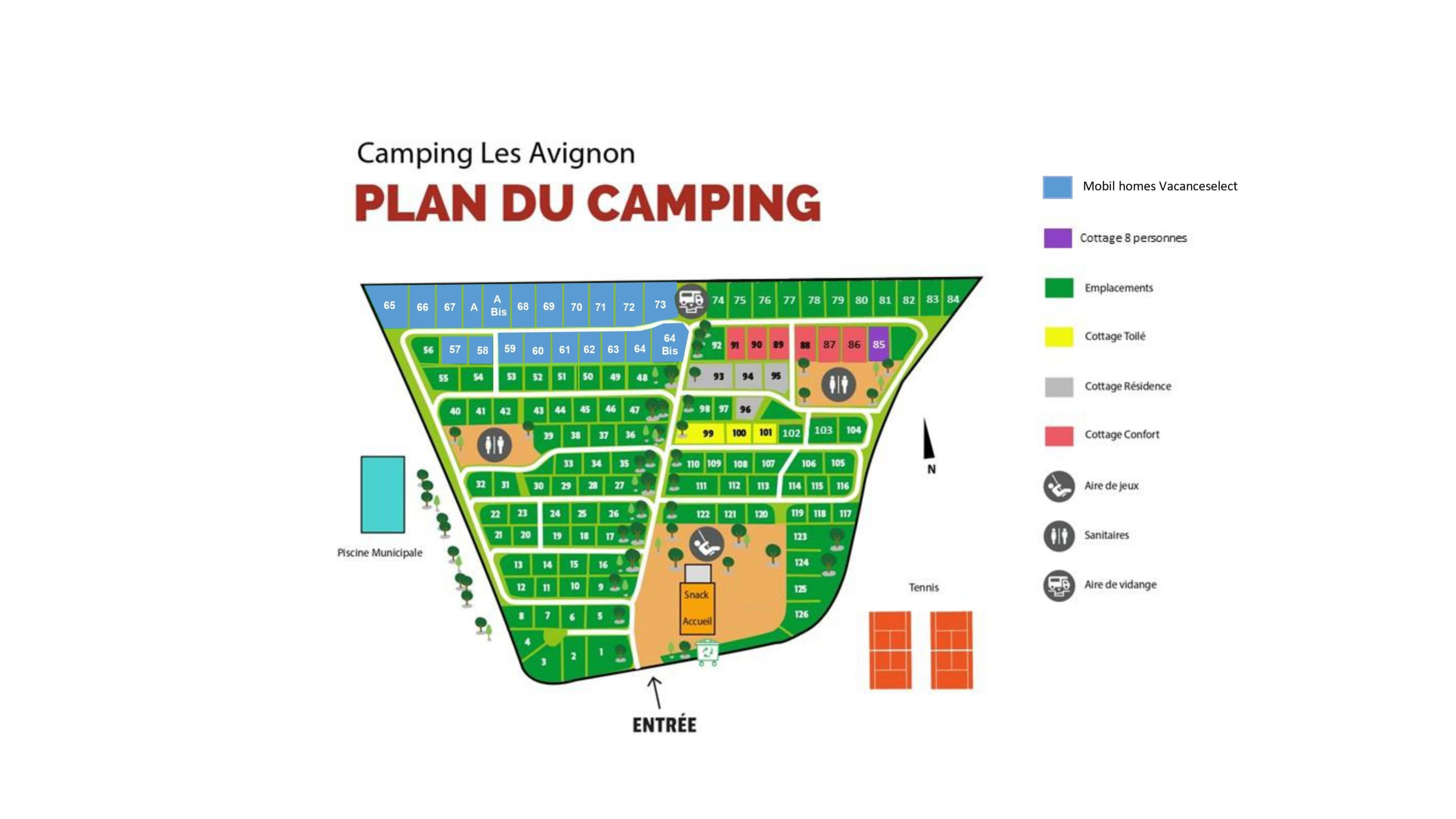 Campsite map Les Avignon