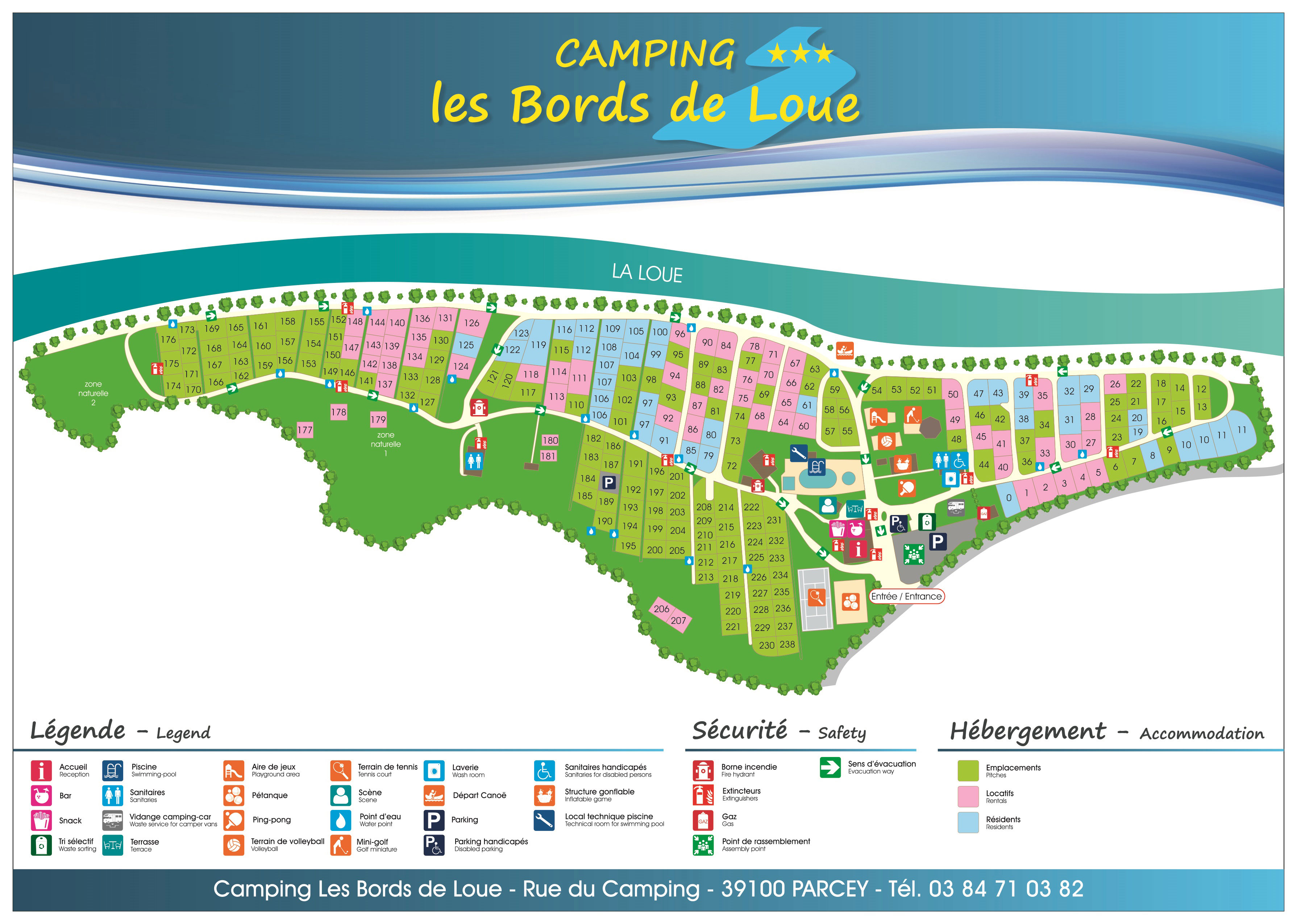 Campsite map Les Bords de Loue