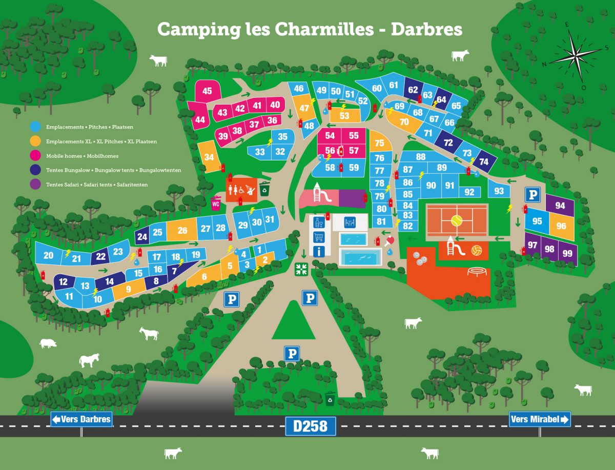 Campsite map Les Charmilles