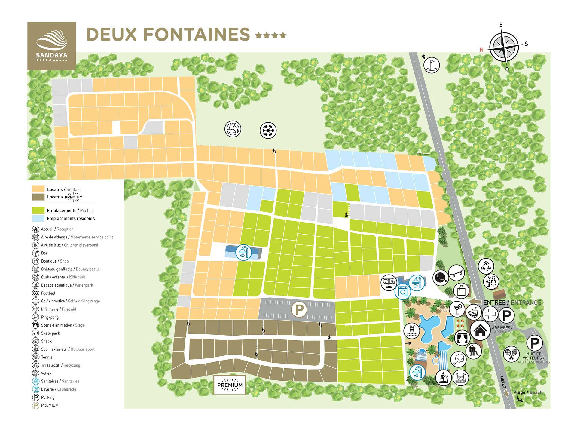 Campsite map Les Deux Fontaines