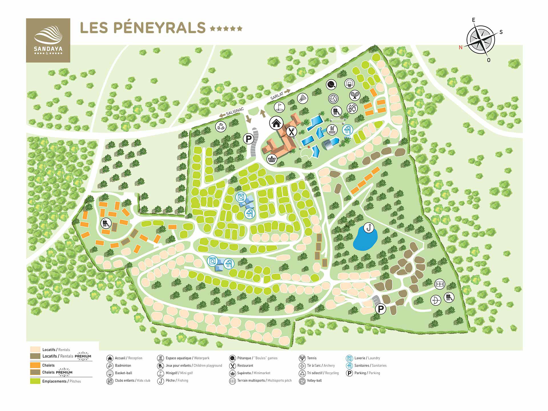 Campsite map Les Péneyrals