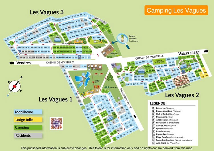 Campsite map Les Vagues