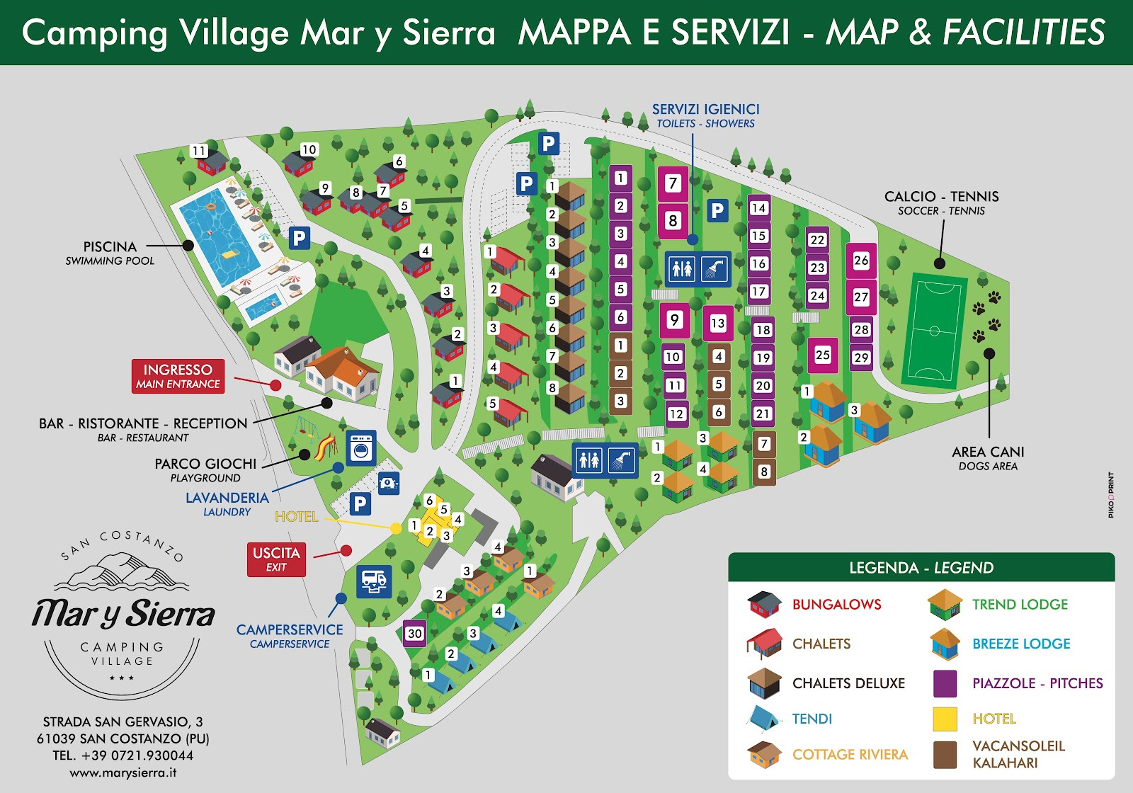 Campsite map Mar y Sierra