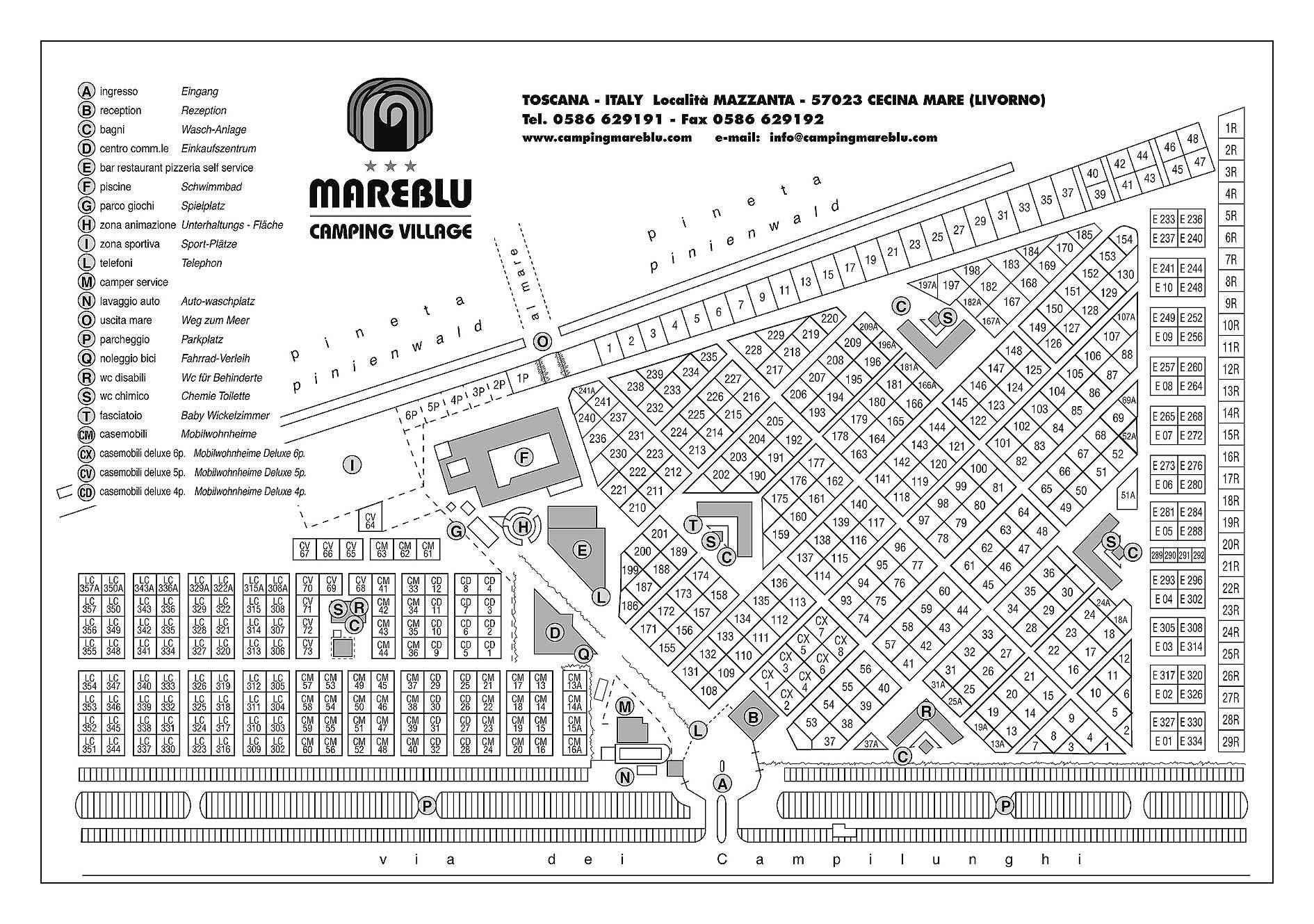 Campsite map Mareblu