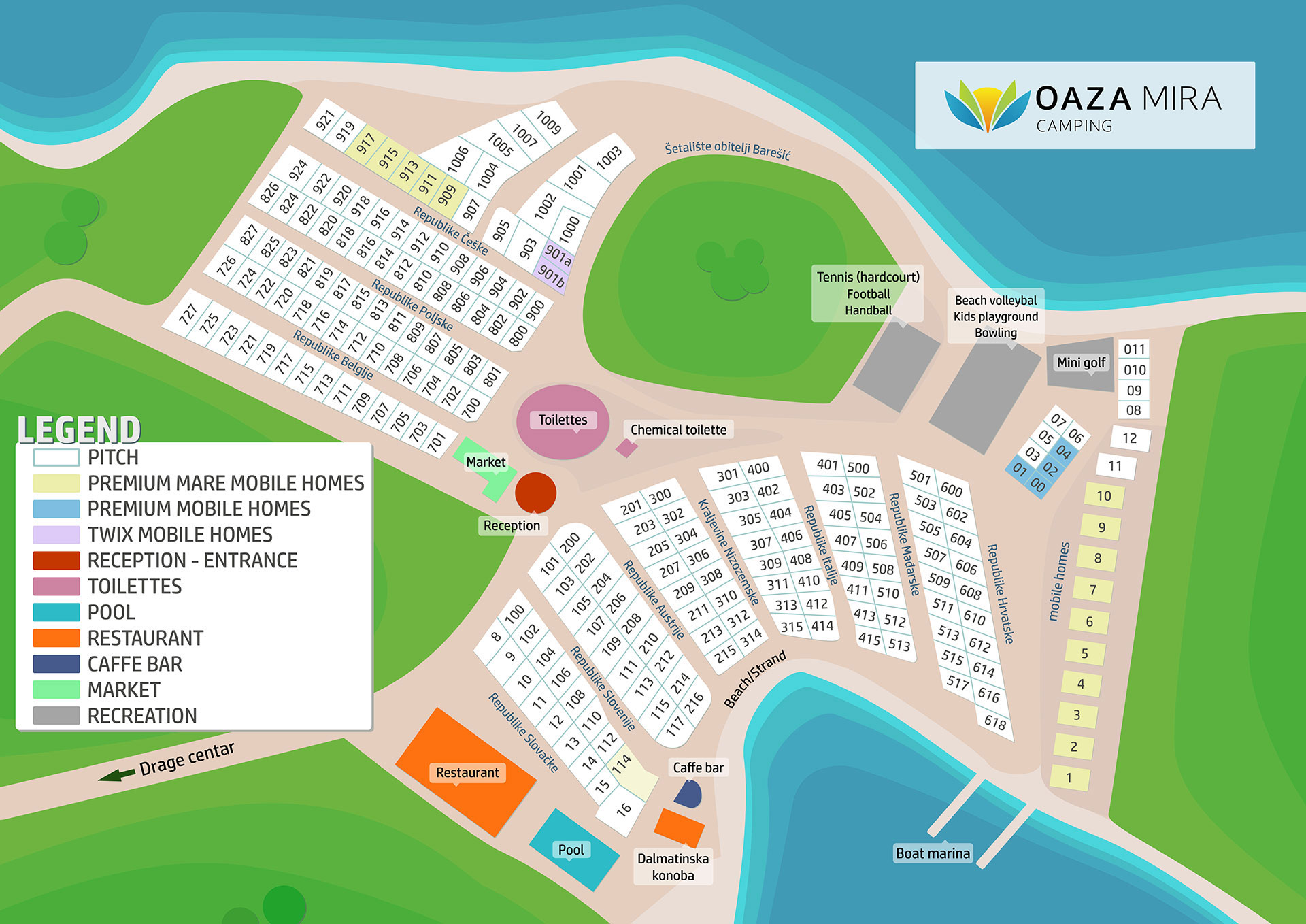 Campsite map Oaza Mira